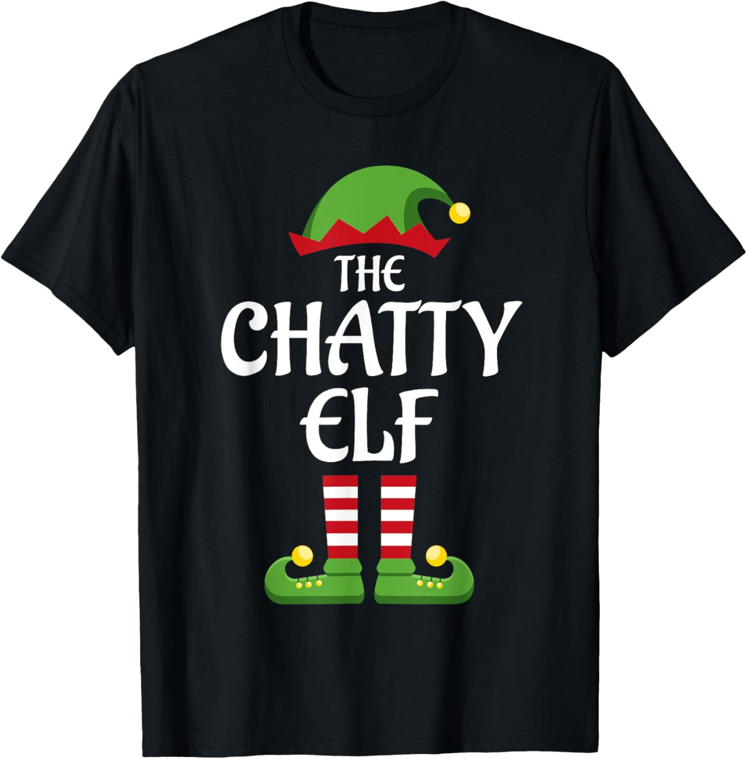 Chatty Elf Family Matching Group Christmas T-Shirt - T-Shirt | Black