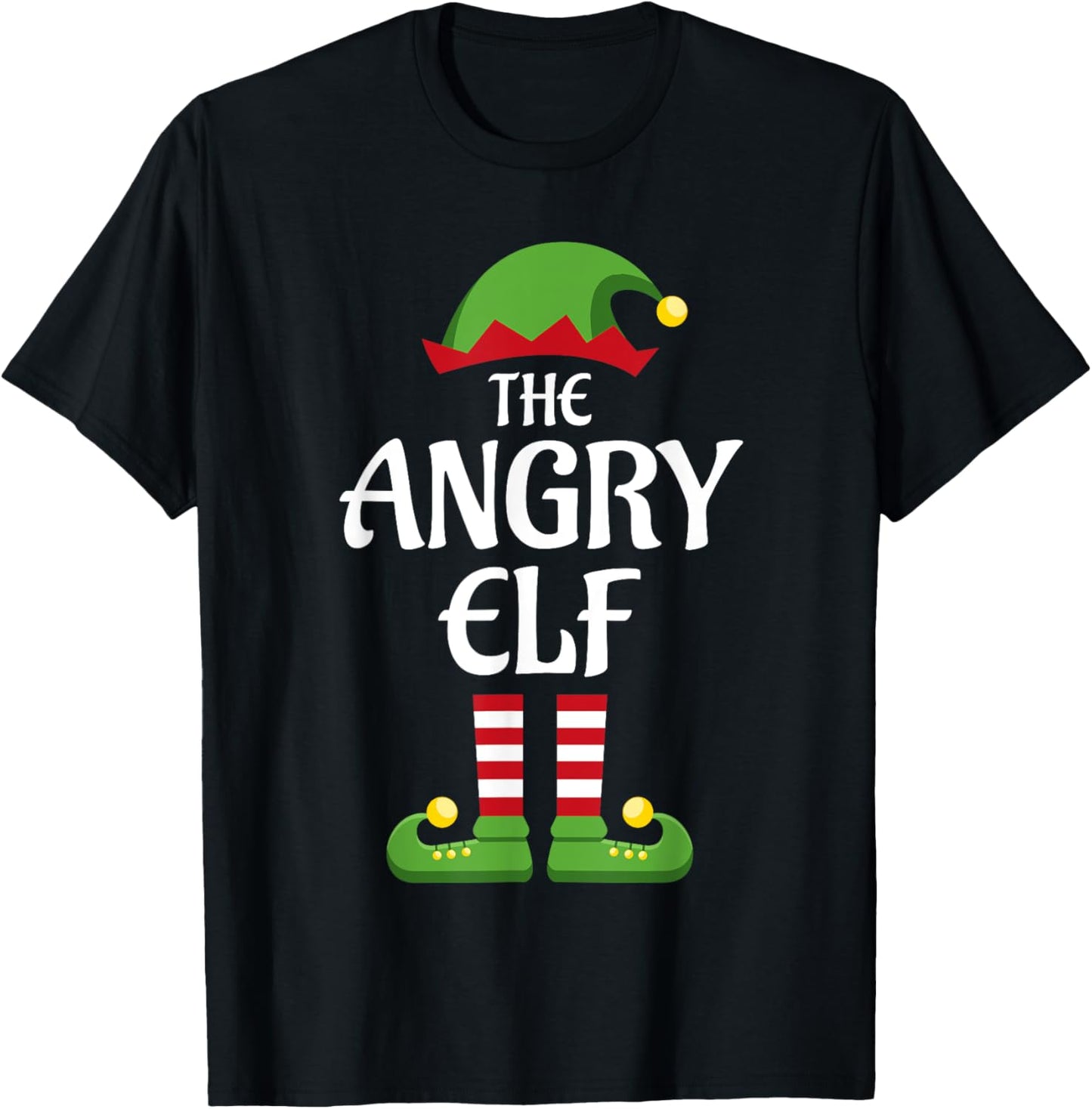 Angry Elf Family Matching Group Christmas T-Shirt - T-Shirt | Black