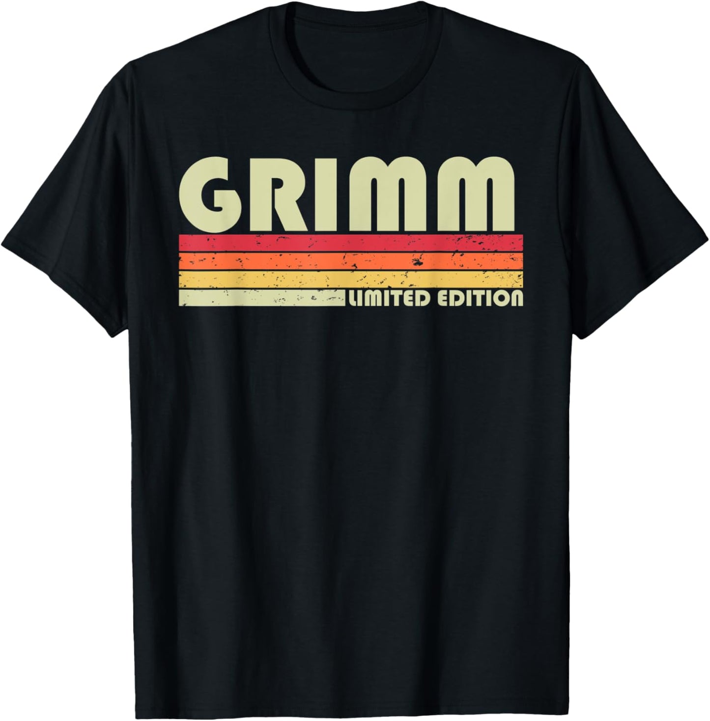 Customized Last Name Gifts Family Christmas Team Grimm Surname Funny Retro Vintage 80s 90s Birthday Reunion T-Shirt - T-Shirt | Black
