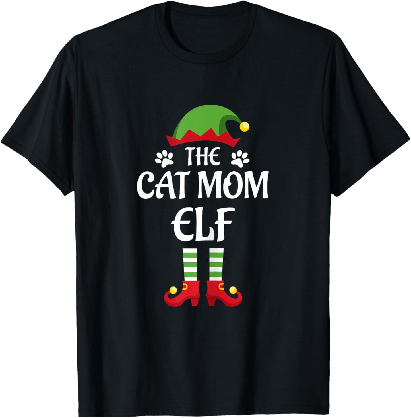 Cat Mom Elf Family Matching Group Christmas Women T-Shirt - T-Shirt | Black
