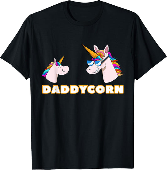 Daddycorn Daddy 1 Kid Father Unicorn Father's Day T-Shirt - T-Shirt | Black