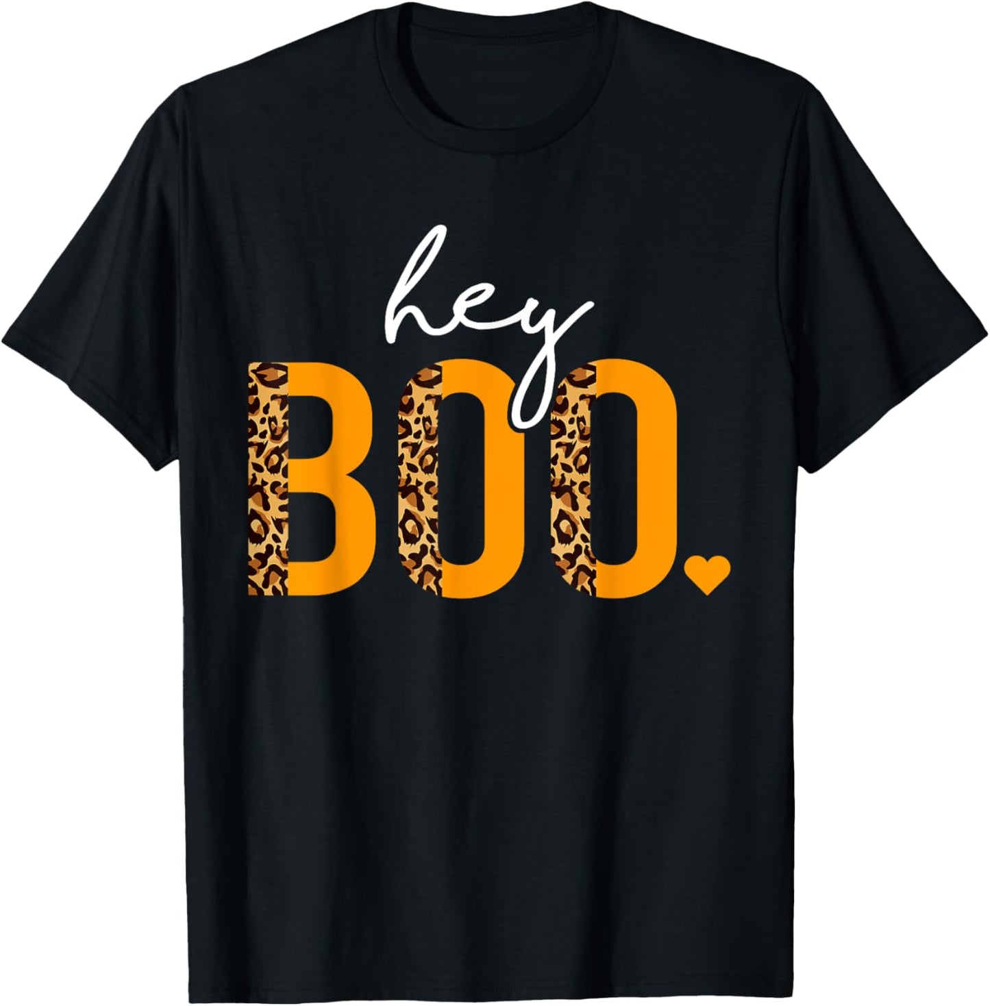 Hey Boo Shirt, Girls Halloween Costume, Spooky Leopard Women T-Shirt - T-Shirt | Black