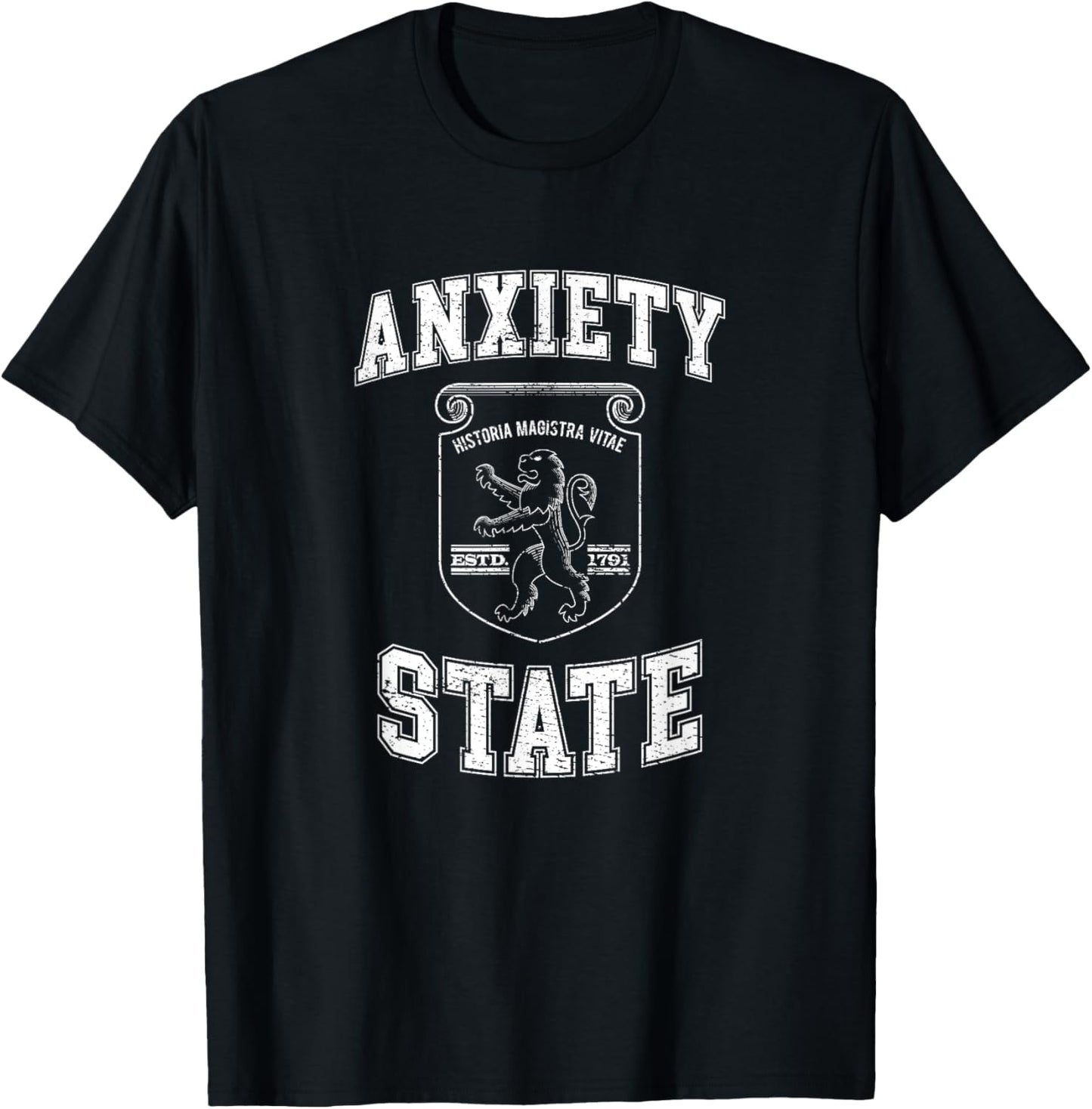 Anxiety State Funny Fake College Existential Dread Meme T-Shirt - T-Shirt | Black