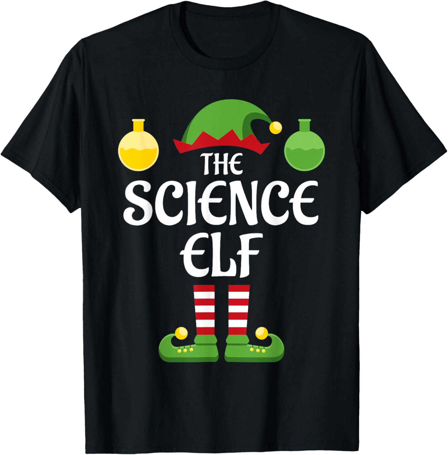 Science Elf Family Matching Group Christmas T-Shirt - T-Shirt | Black