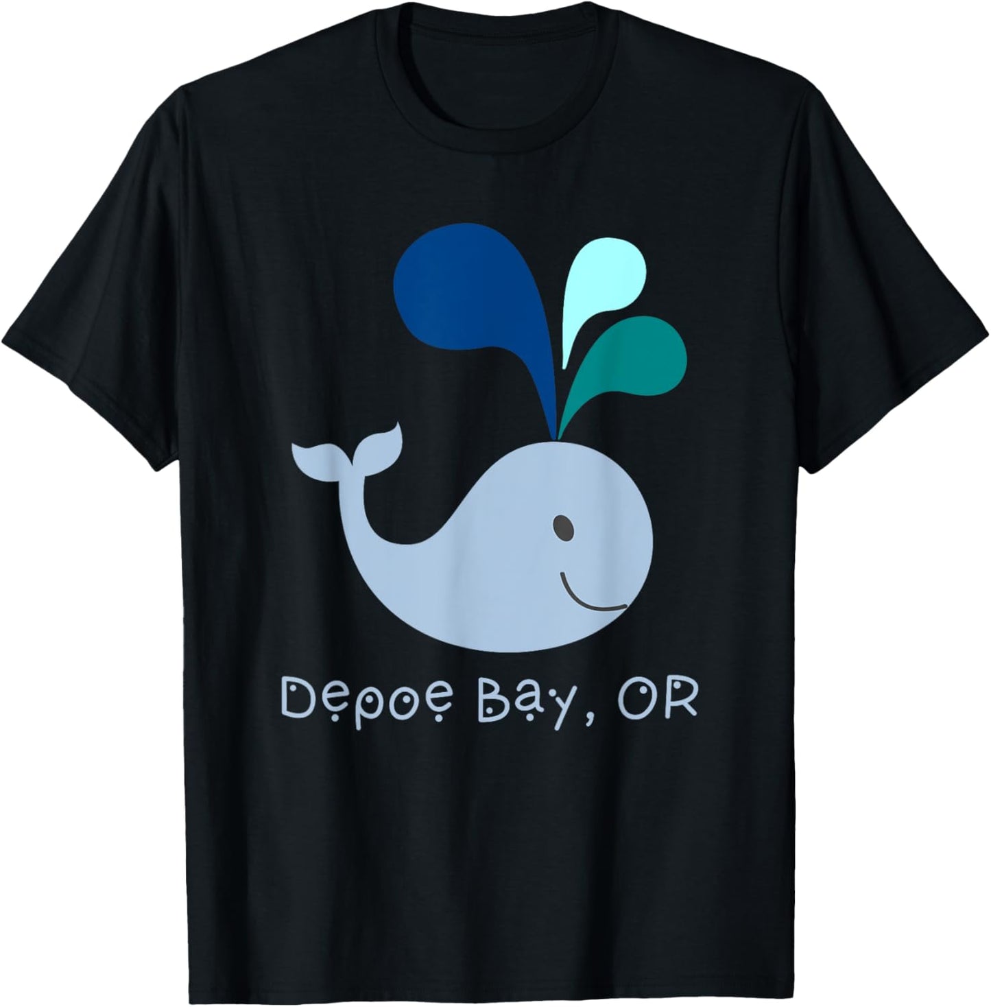 Depoe Bay Oregon Cute Whale Lover Cartoon T-Shirt - T-Shirt | Black
