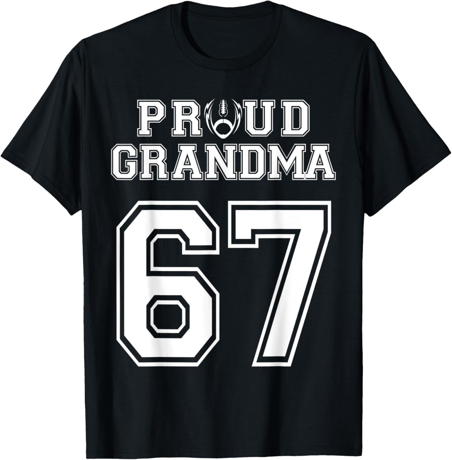 Custom Proud Football Grandma Number 67 Personalized Women T-Shirt - T-Shirt | Black
