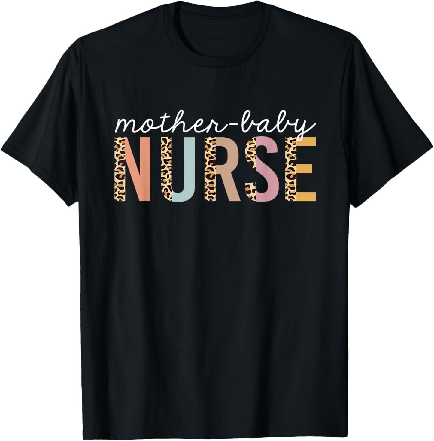Mother Baby Nurse leopard Print Cheetah Cute Nursing Women T-Shirt - T-Shirt | Black