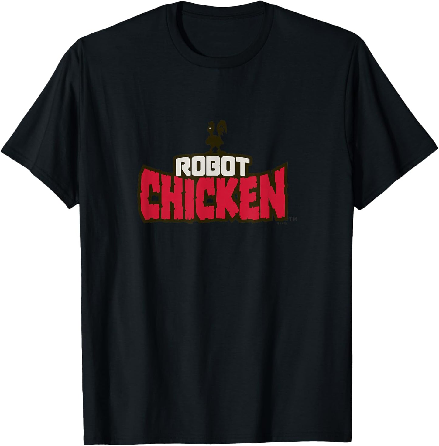 Robot Chicken Silhouette Classic Red Bold Big Chest Logo T-Shirt - T-Shirt | Black