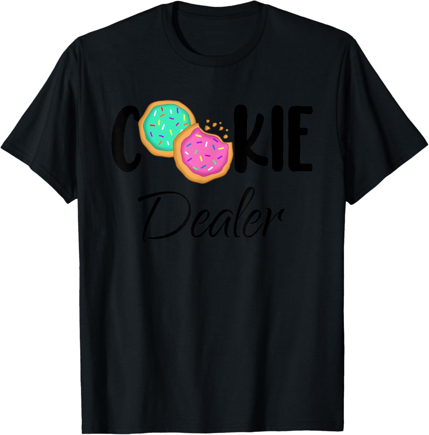 Cookie Dealer Fun Sweet Treats Cookie Baker Cookie Pink Teal T-Shirt - T-Shirt | Black