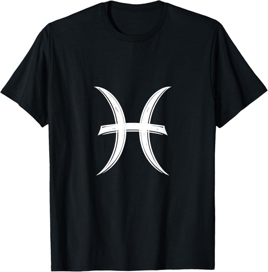 Pisces Sign Minimalist Zodiac Symbol Astrology Lover T-Shirt - T-Shirt | Black