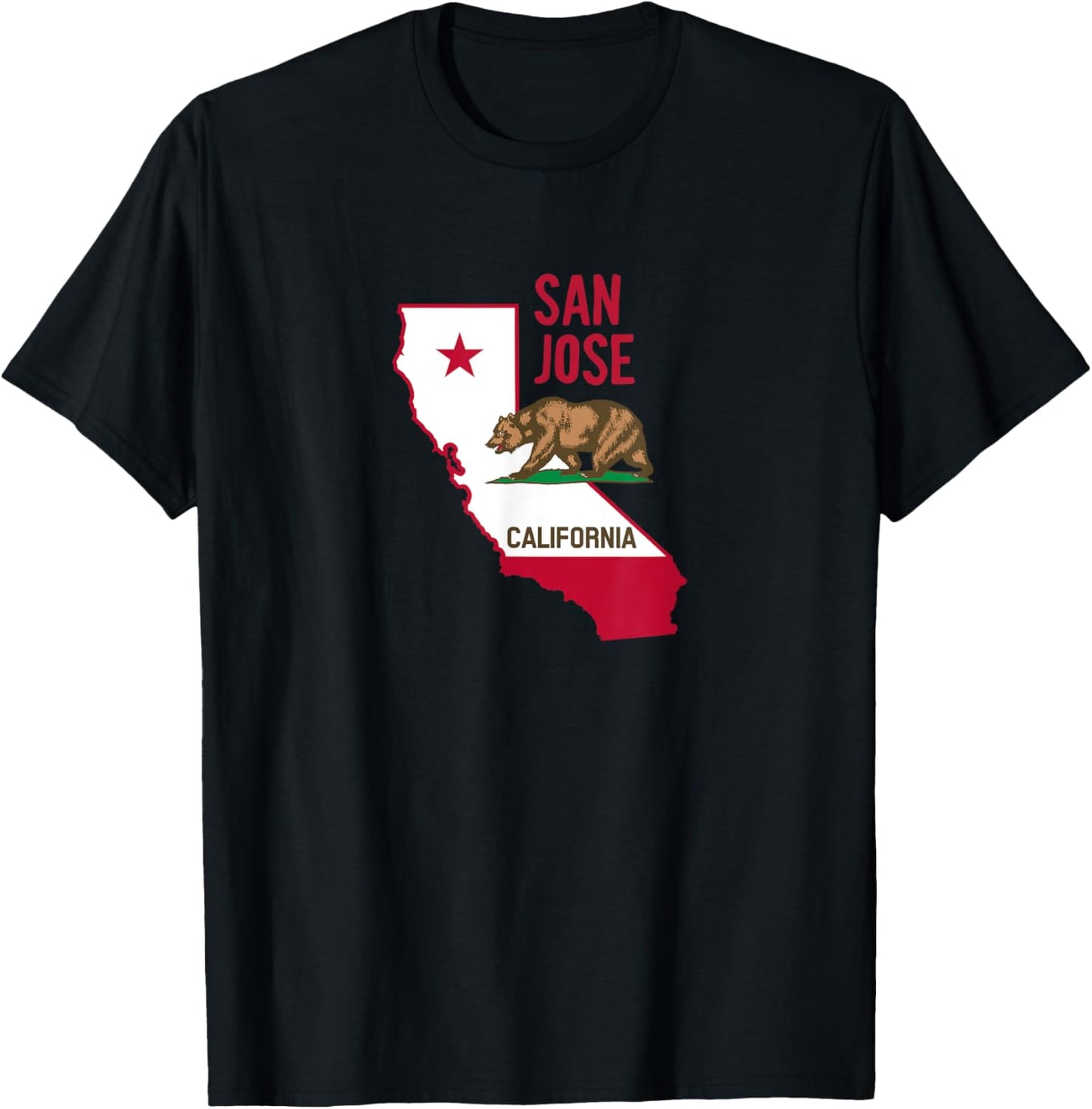 San Jose - California Flag / Cool Retro Vintage San Jose CA T-Shirt - T-Shirt | Black