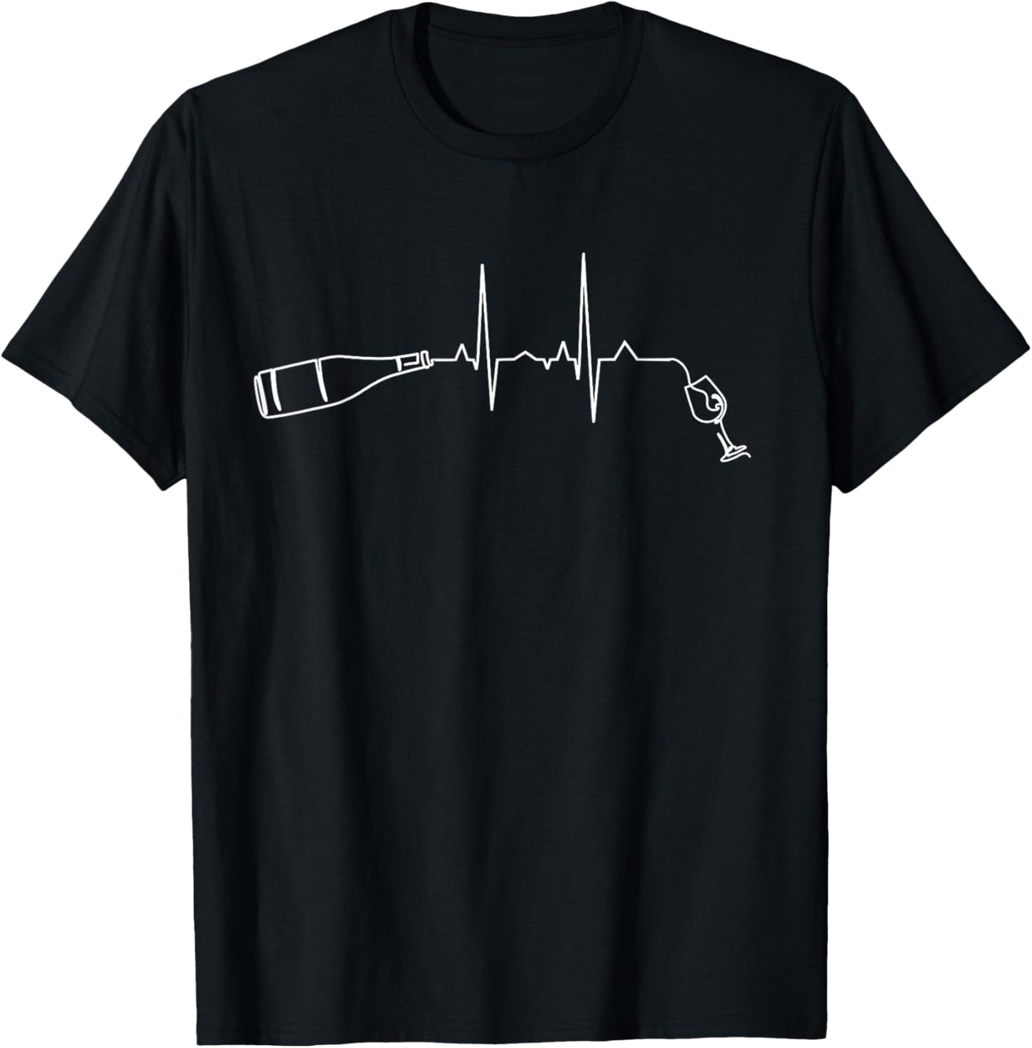 Wine Lover Heartbeat Artwork Wine Glass Wine Tasting T-Shirt - T-Shirt | Black