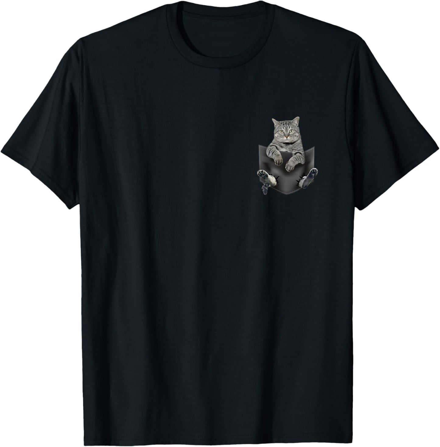 Cat in Pocket Cute Cat Animal Lover Kids Boys Girls Love Cat T-Shirt - T-Shirt | Black