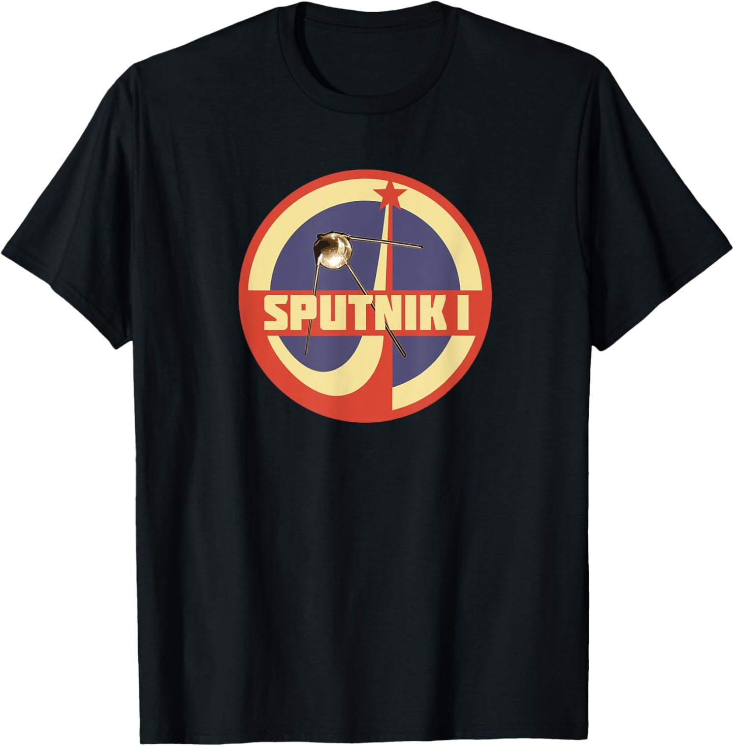 Sputnik Soviet USSR History Moscow Race To Space Astronaut T-Shirt - T-Shirt | Black