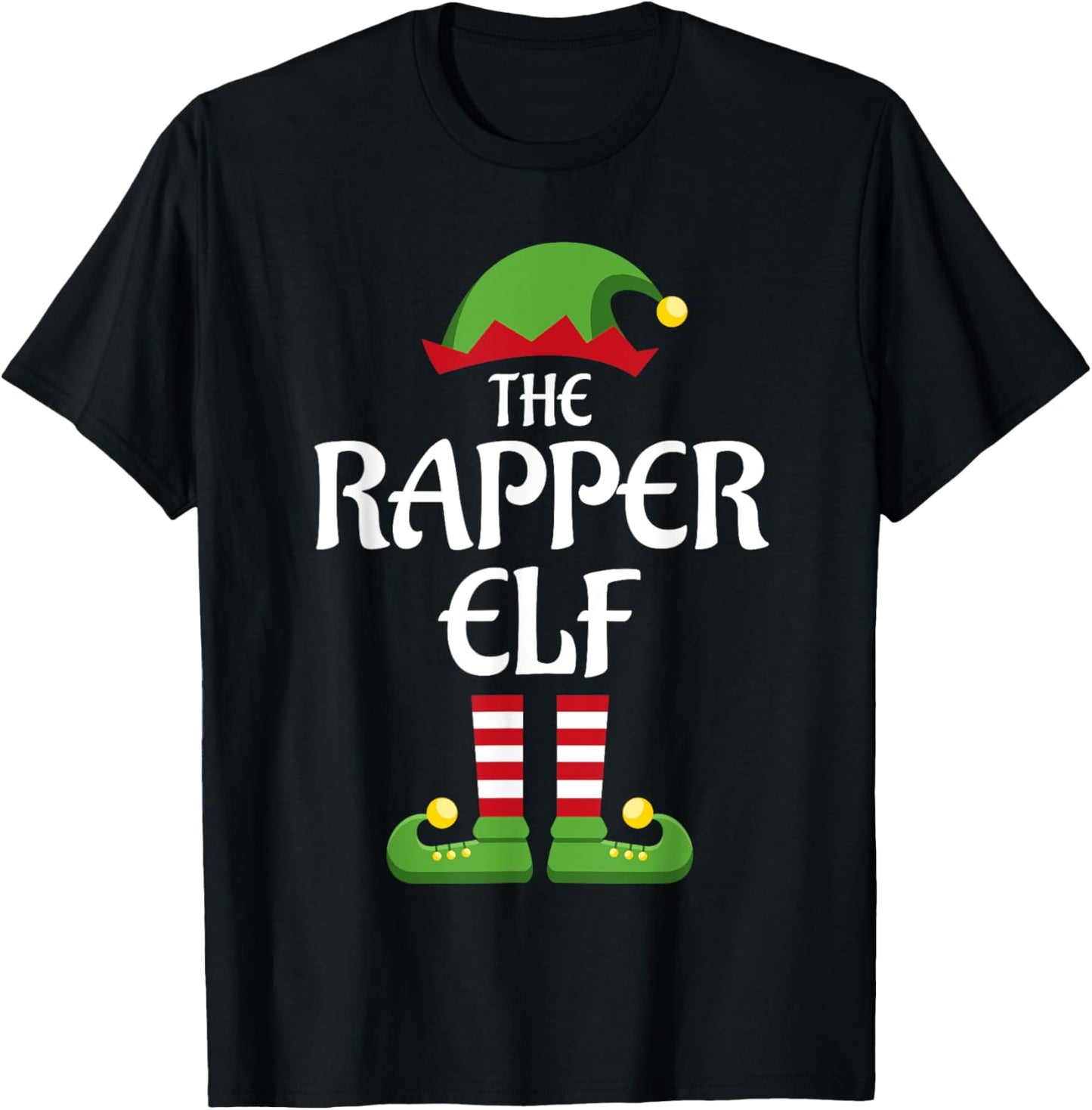 Rapper Elf Family Matching Group Christmas Rap T-Shirt - T-Shirt | Black