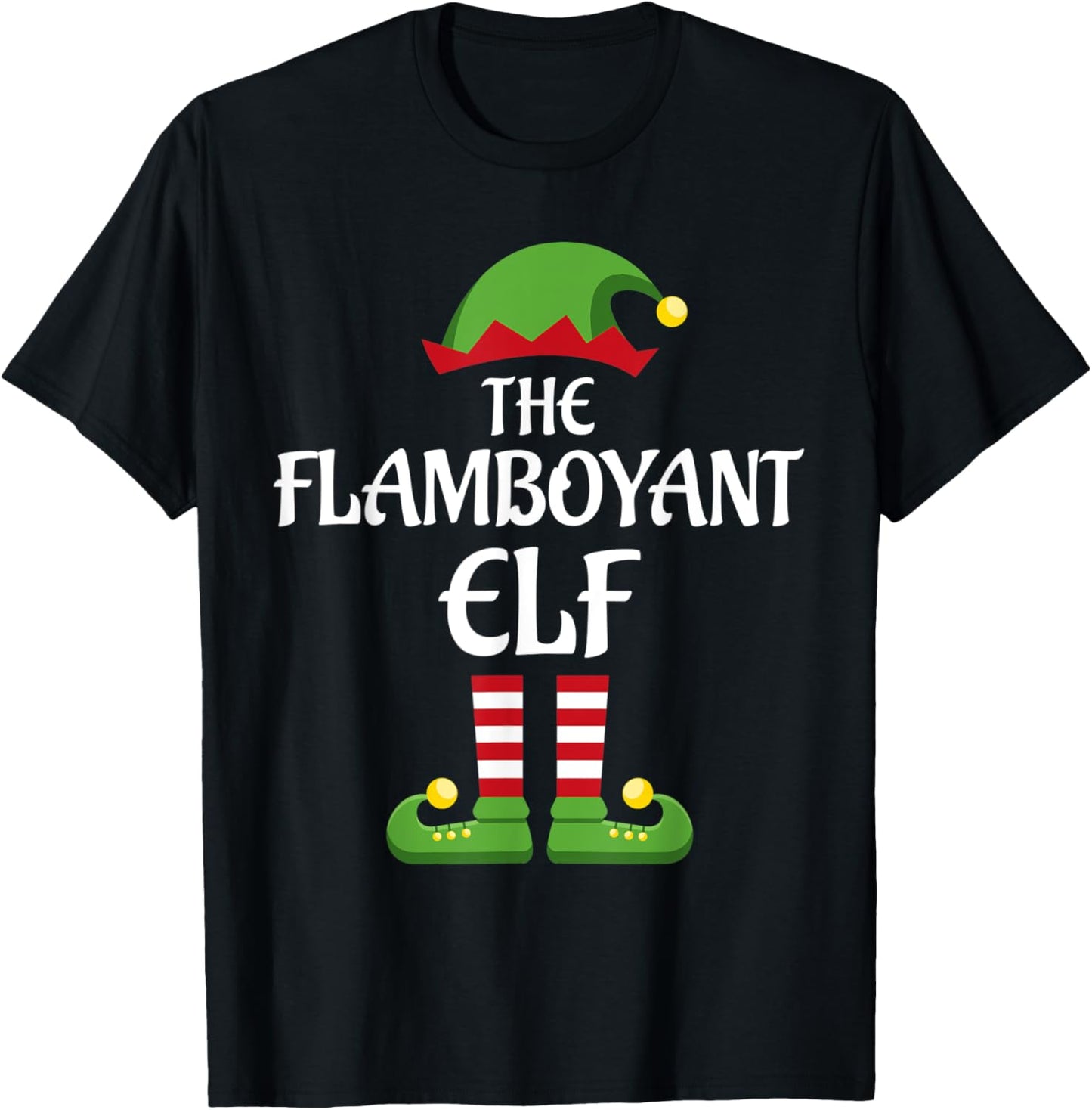 Flamboyant Elf Family Matching Group Christmas T-Shirt - T-Shirt | Black