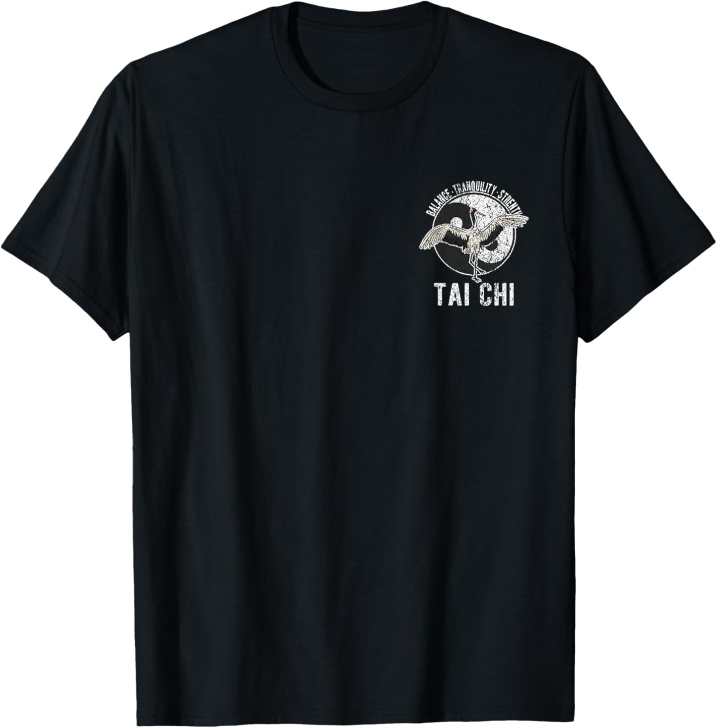 Tai Chi Crane Chinese Martial Arts Yin Yang Retro Vintage T-Shirt - T-Shirt | Black
