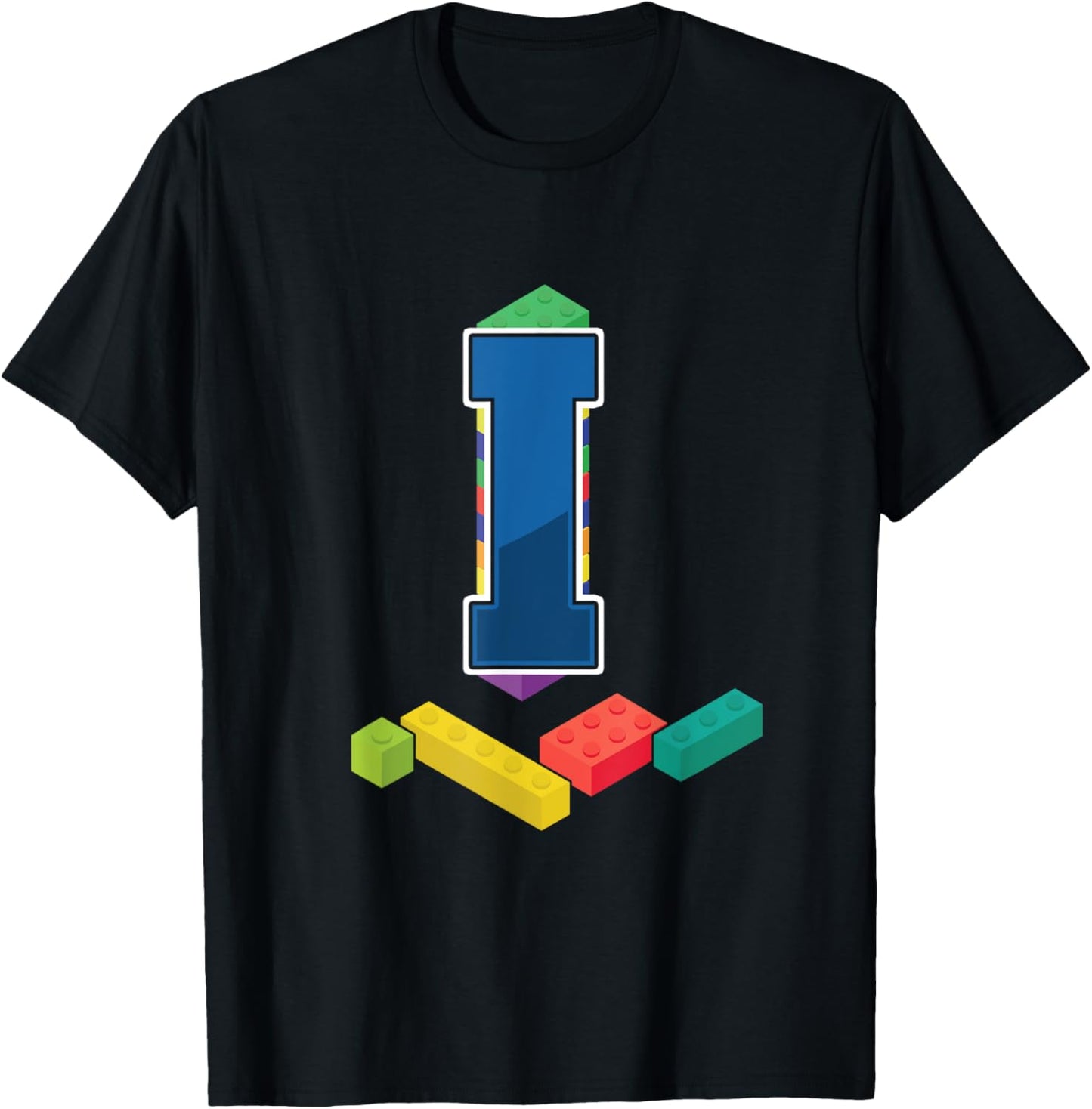 Letter I Master Builder Alphabet Last Name Building Blocks T-Shirt - T-Shirt | Black