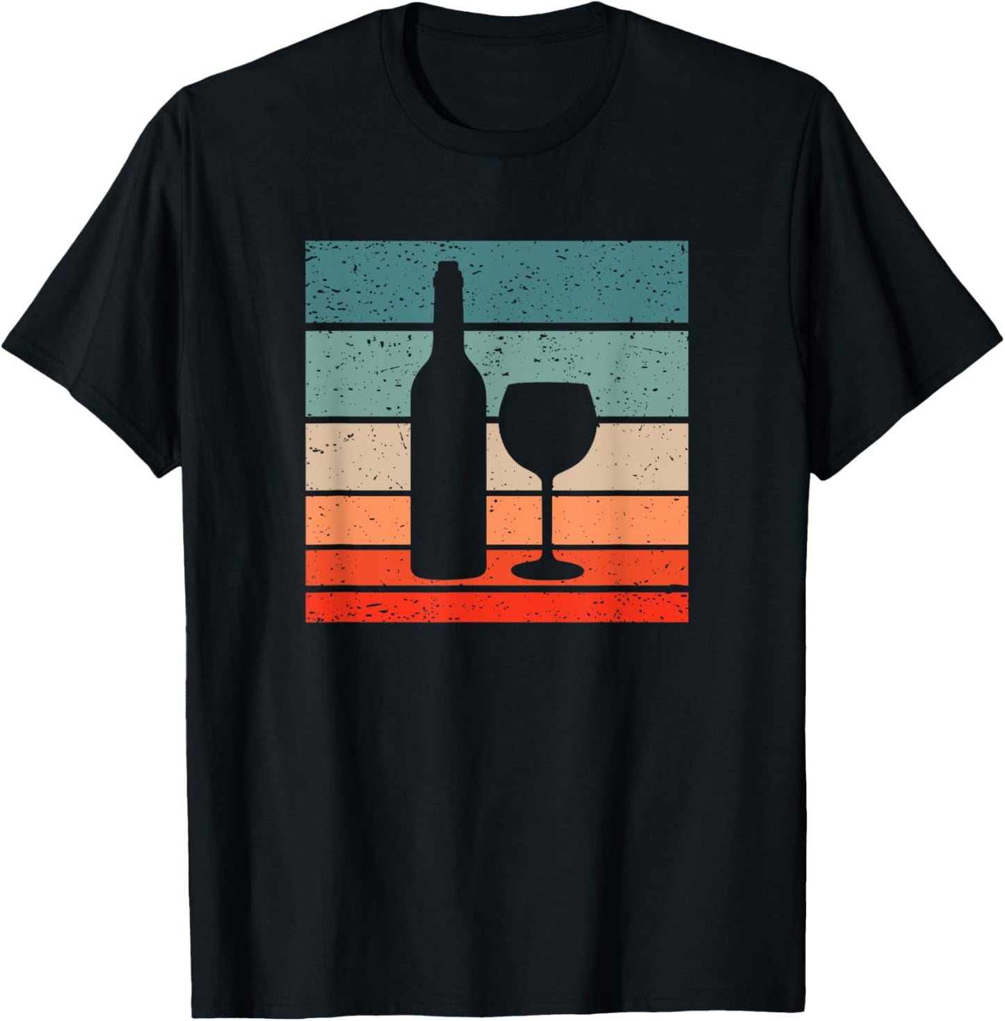 Wine Bottle Glass Retro Style Vintage T-Shirt - T-Shirt | Black