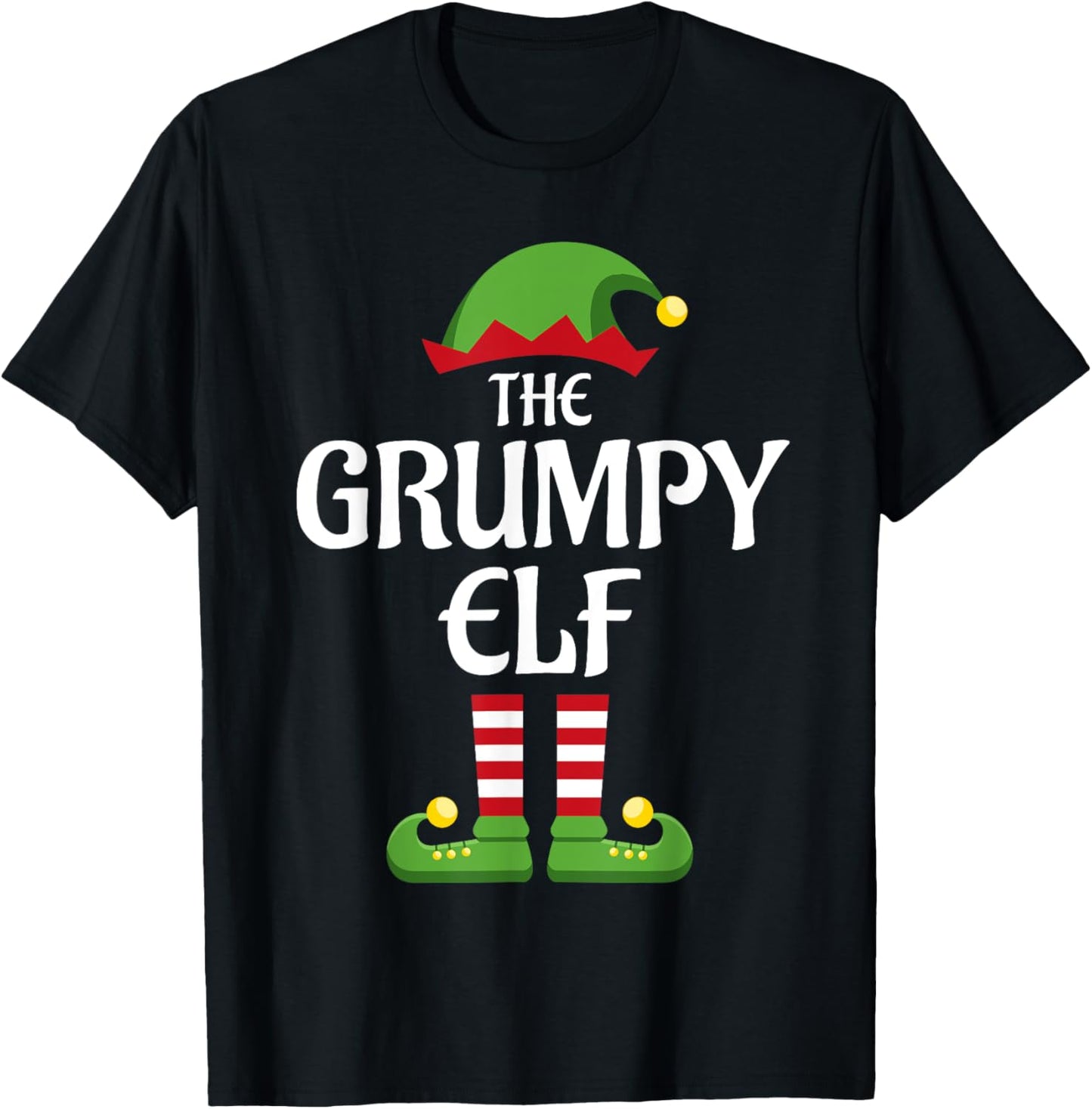 Grumpy Elf Family Matching Group Christmas T-Shirt - T-Shirt | Black
