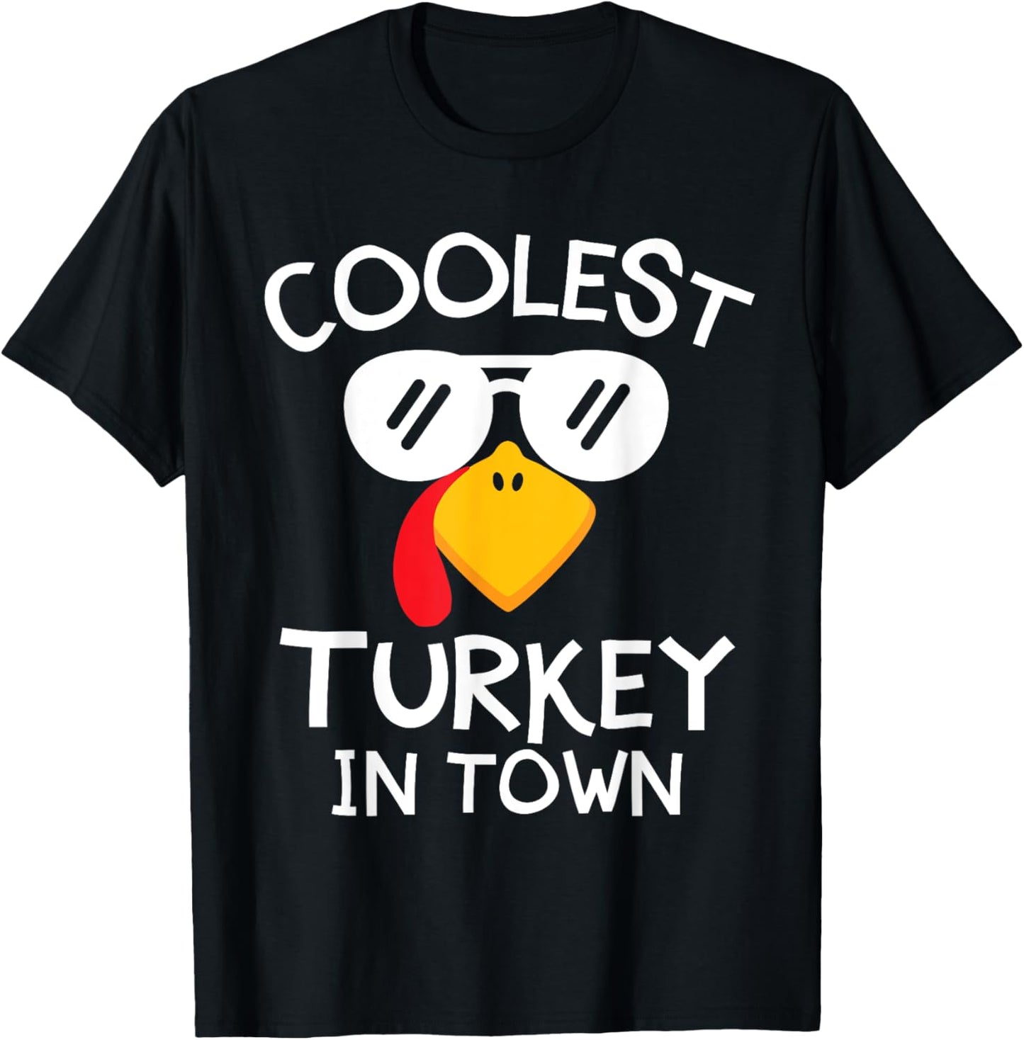 Funny Coolest Turkey in Town Cute Thanksgiving Boys Girls T-Shirt - T-Shirt | Black