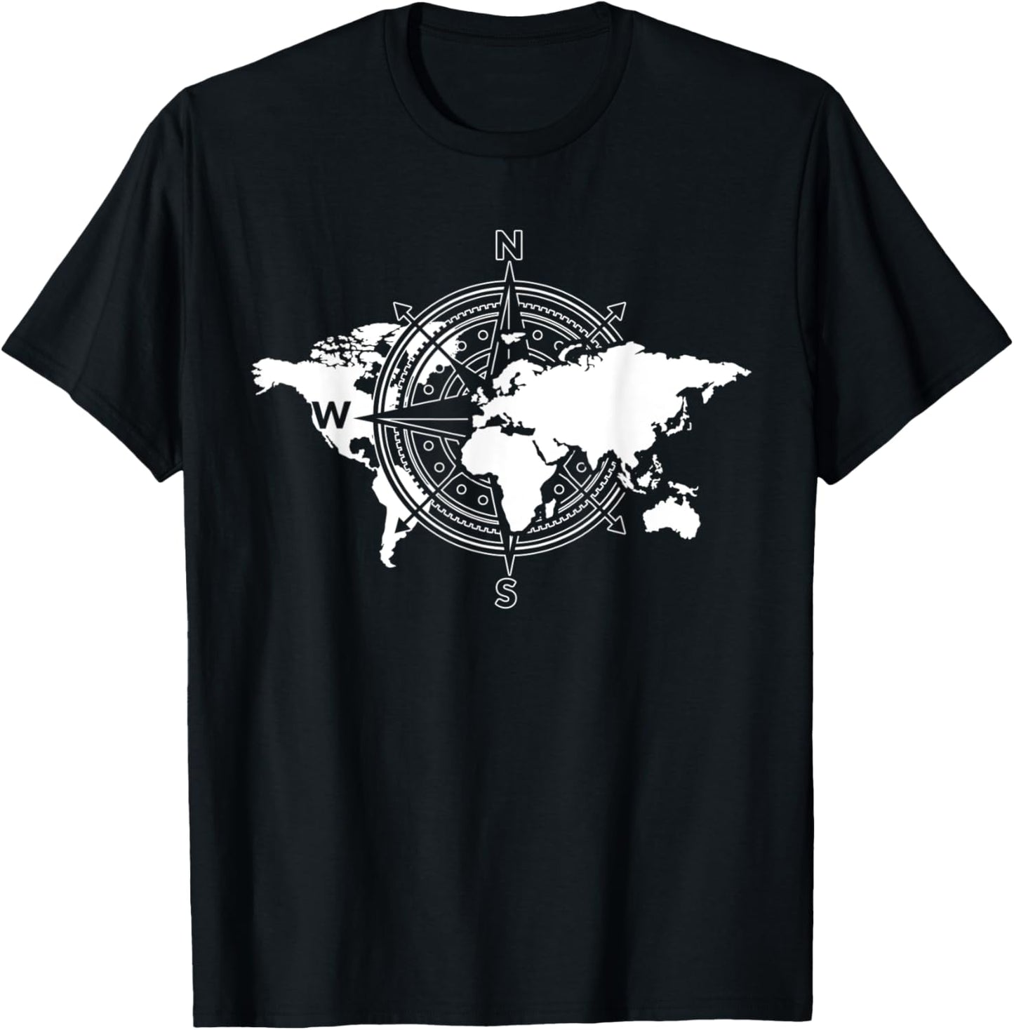 Country Traveler Compass Traveling Cartography World Map T-Shirt - T-Shirt | Black