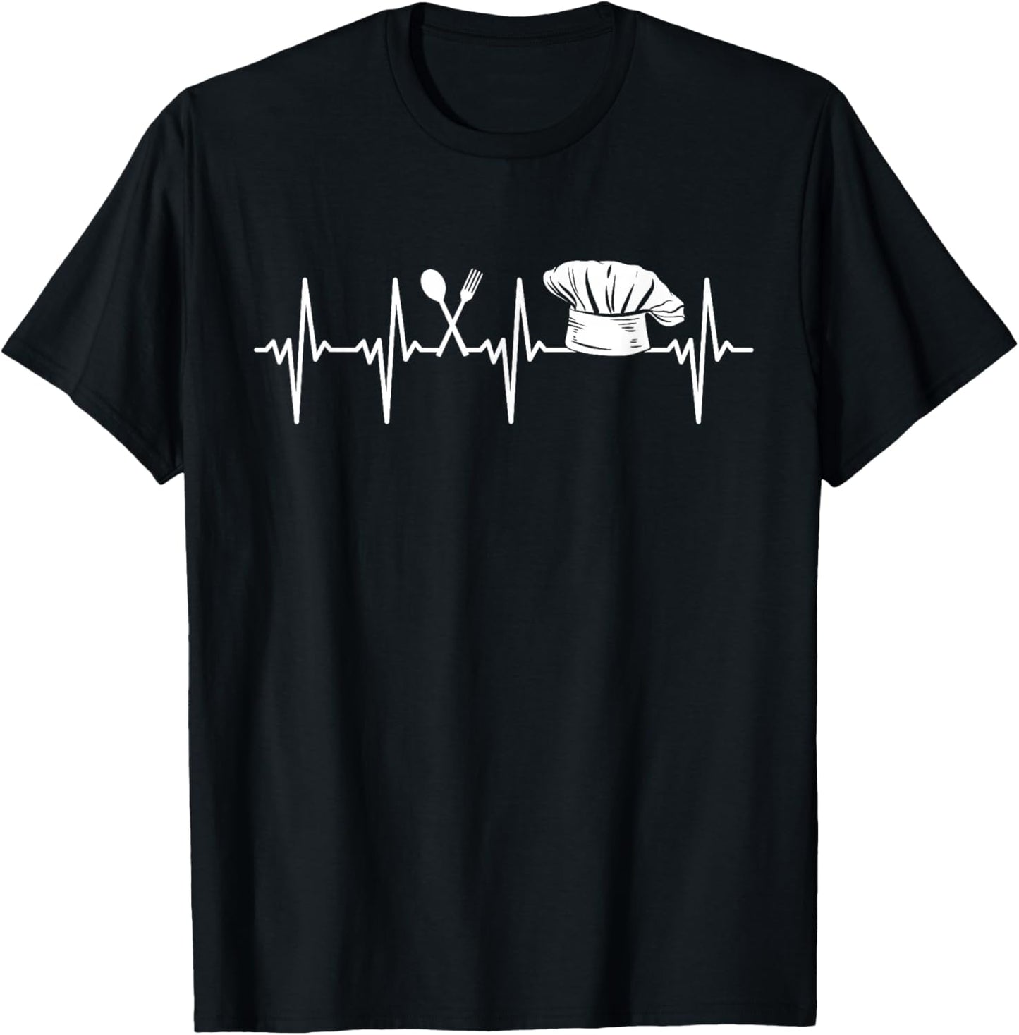 Chef's Hat Heartbeat ECG Chef Chef Gastro T-Shirt - T-Shirt | Black