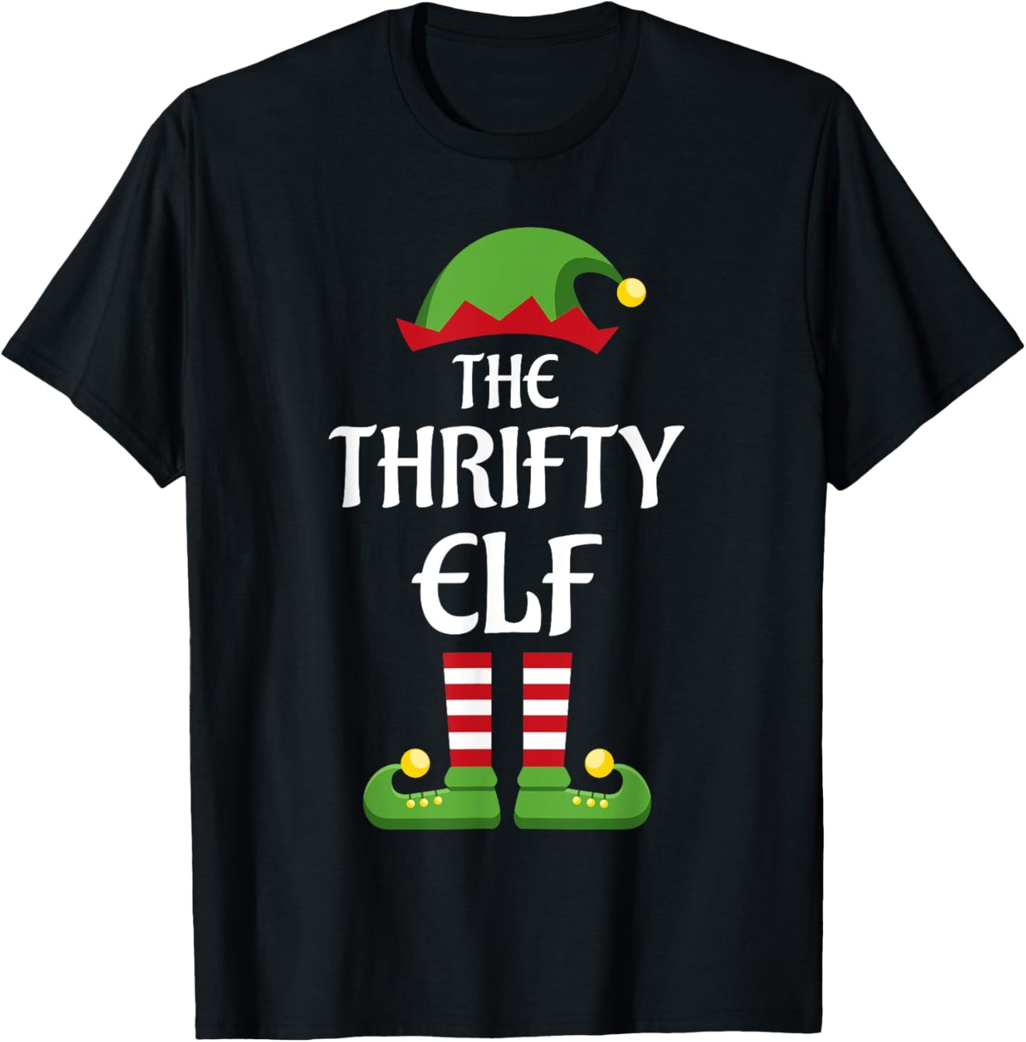 Thrifty Elf Family Matching Group Christmas T-Shirt - T-Shirt | Black