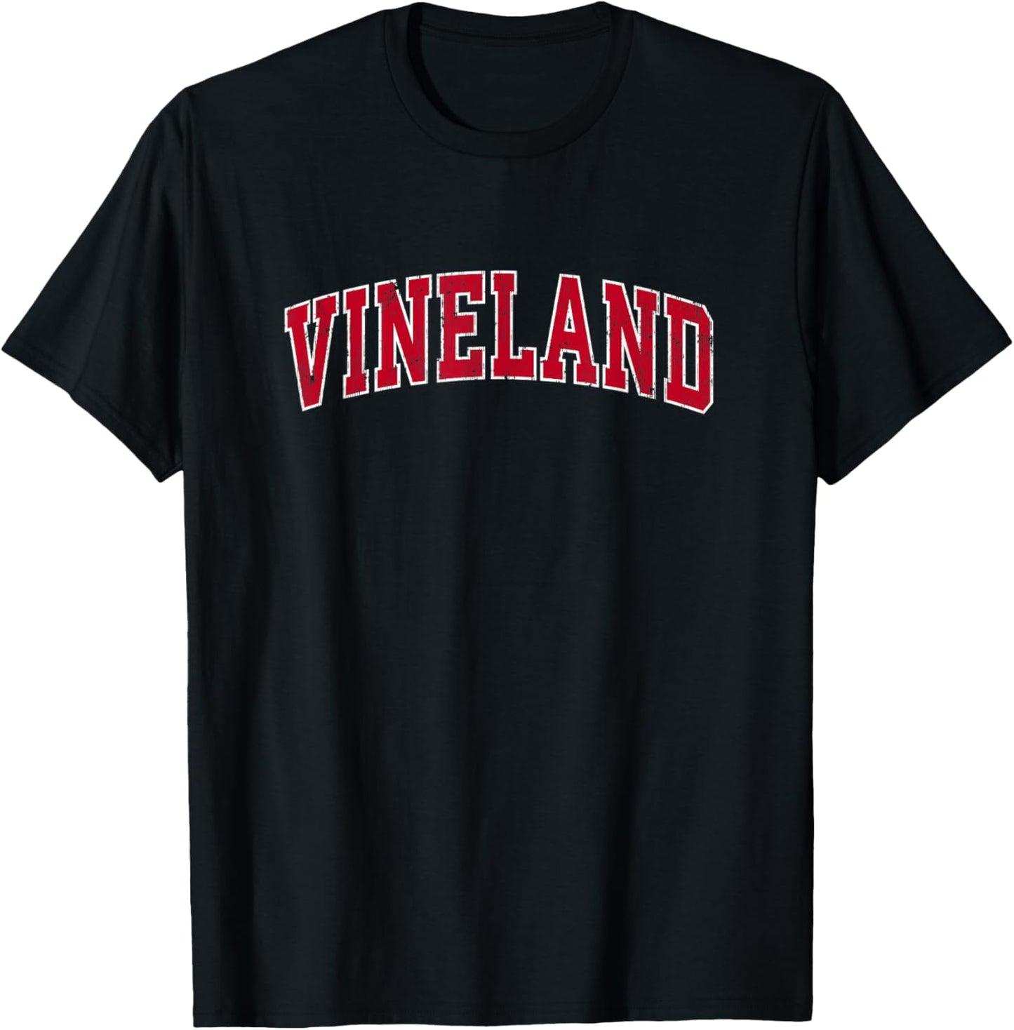 Vineland New Jersey NJ Vintage Sports Design Red Design T-Shirt - T-Shirt | Black