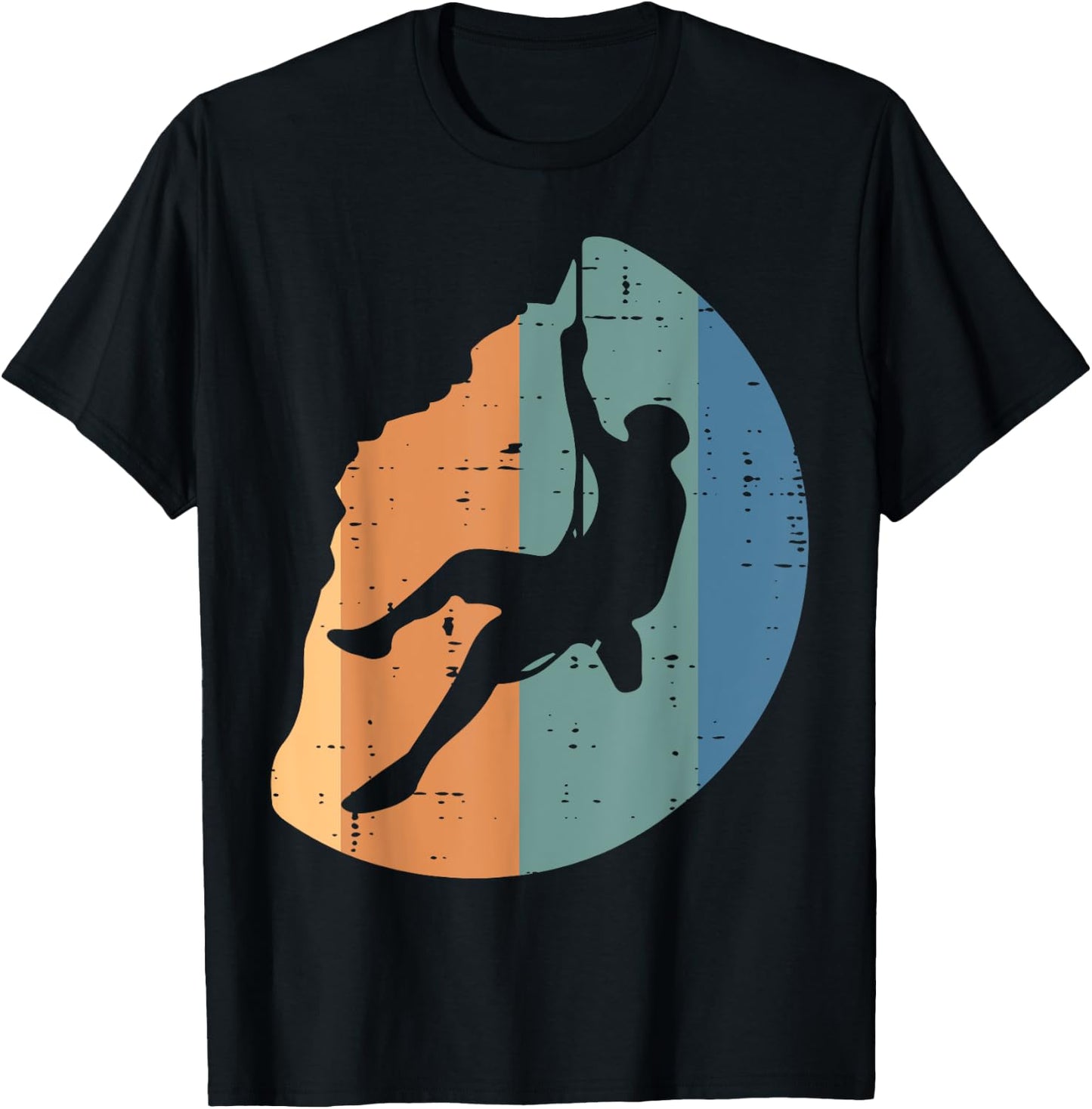Rock Climbing Sunset Retro Mountain Climber Men Women Kids T-Shirt - T-Shirt | Black