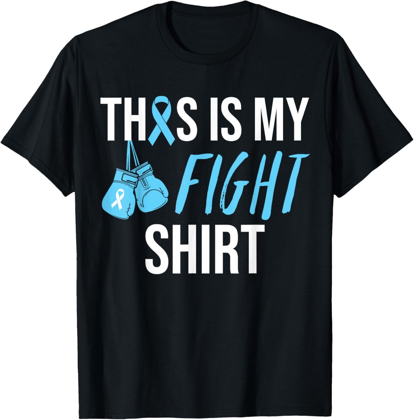 Fight Prostate Cancer Awareness Light Blue Ribbon Survivor T-Shirt - T-Shirt | Black