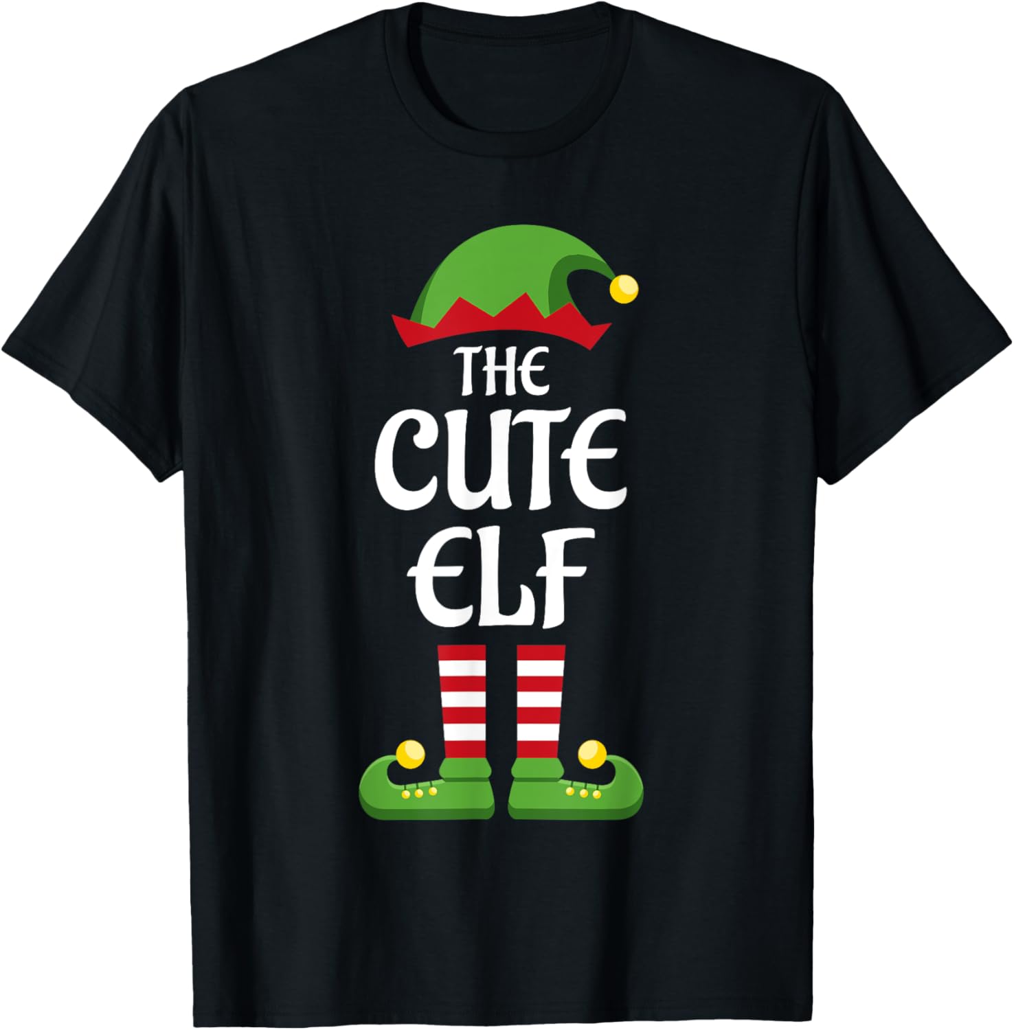 Cute Elf Family Matching Group Christmas T-Shirt - T-Shirt | Black