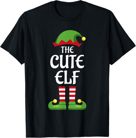 Cute Elf Family Matching Group Christmas T-Shirt - T-Shirt | Black