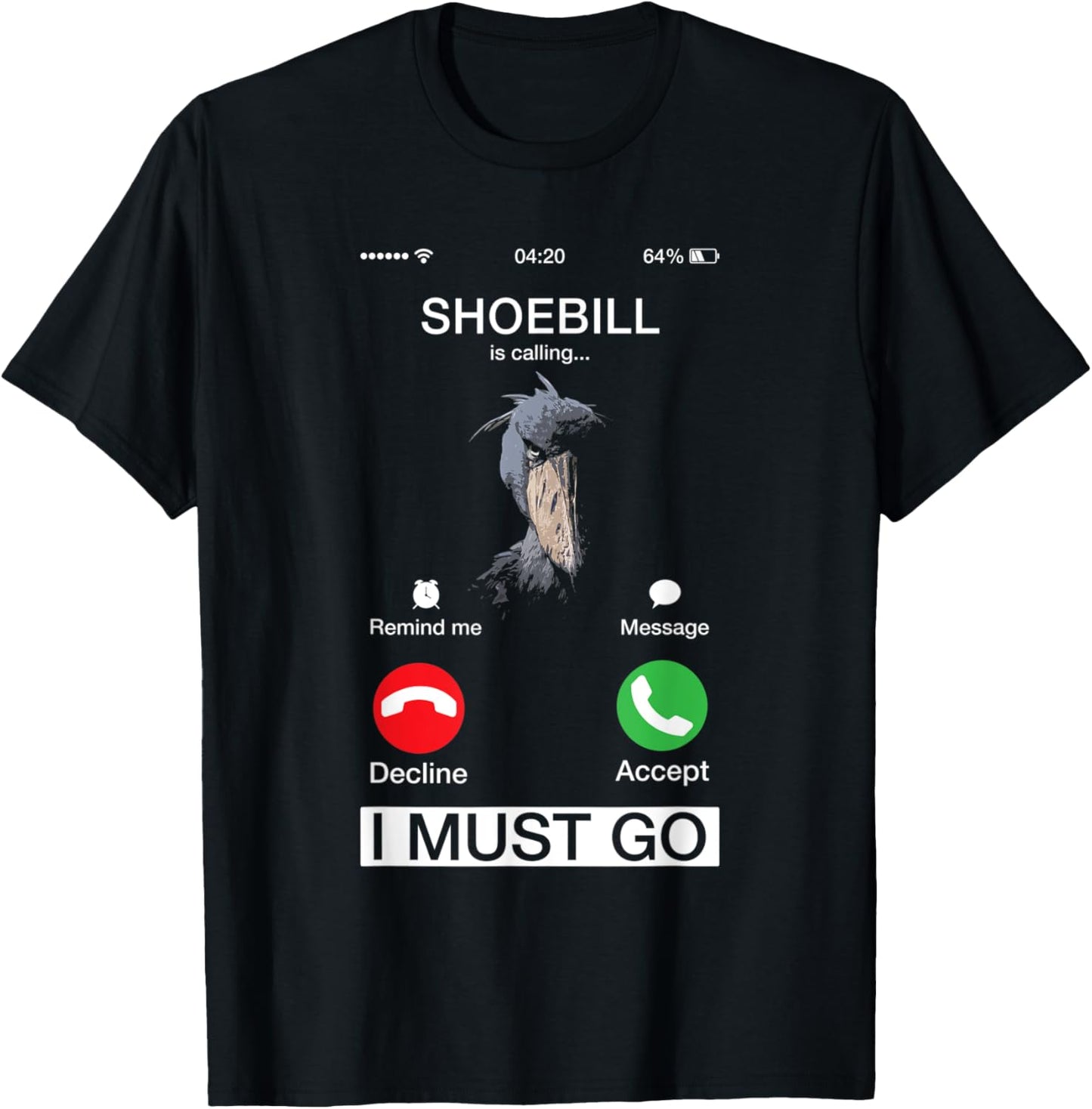 Shoebill Is Calling Wildlife Animal Lover Large African Bird T-Shirt - T-Shirt | Black