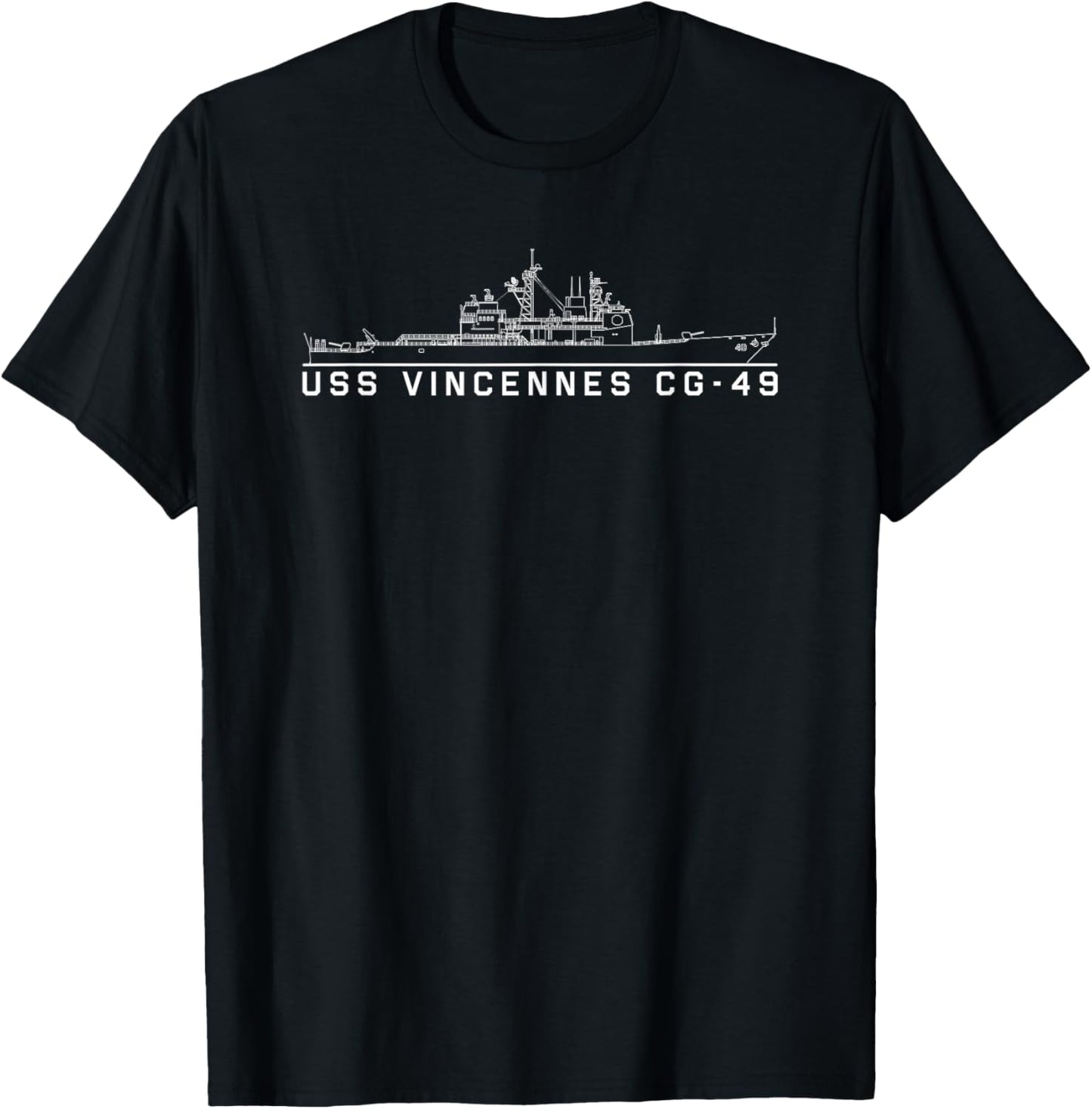USS Vincennes CG-49 Guided Missile Cruiser Blueprint T-Shirt - T-Shirt | Black