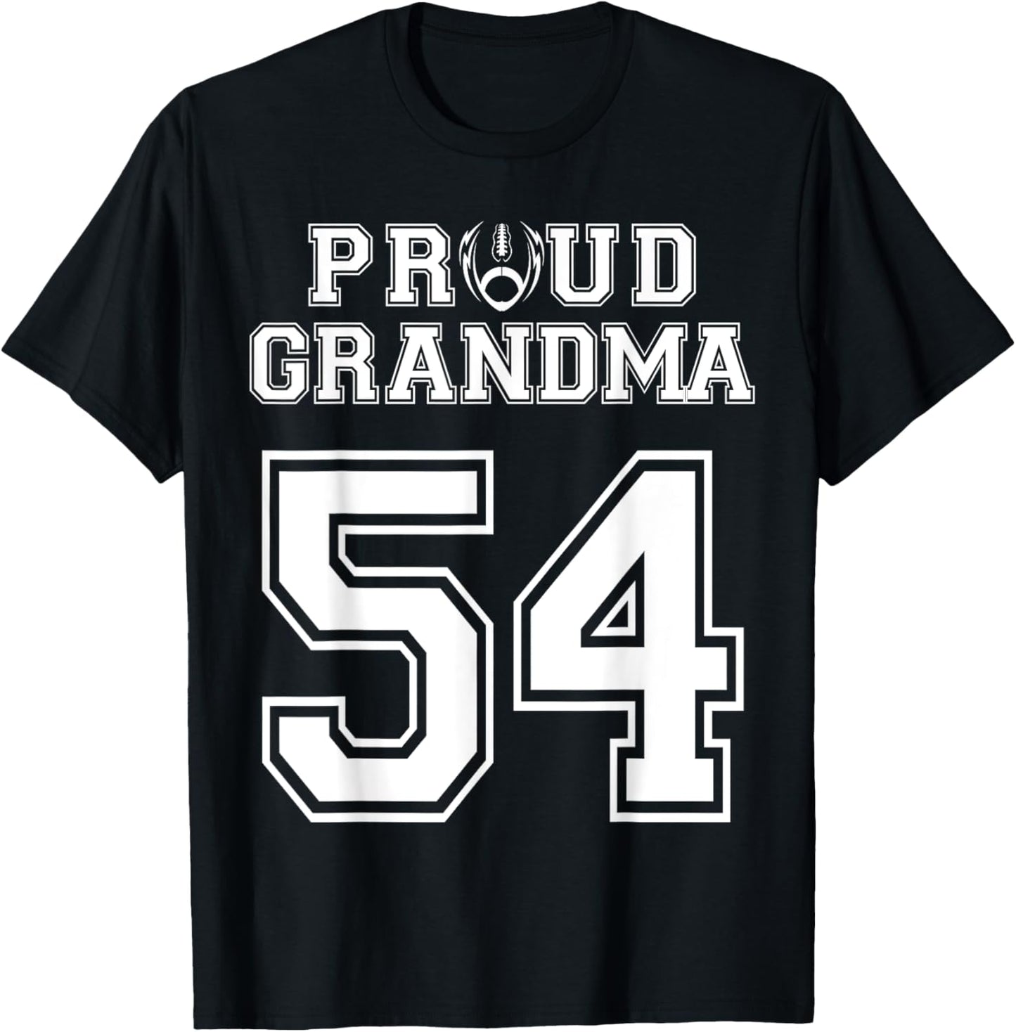 Custom Proud Football Grandma Number 54 Personalized Women T-Shirt - T-Shirt | Black