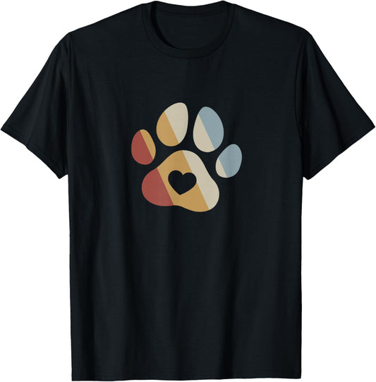 Dog Paw Retro Style Vintage T-Shirt - T-Shirt | Black