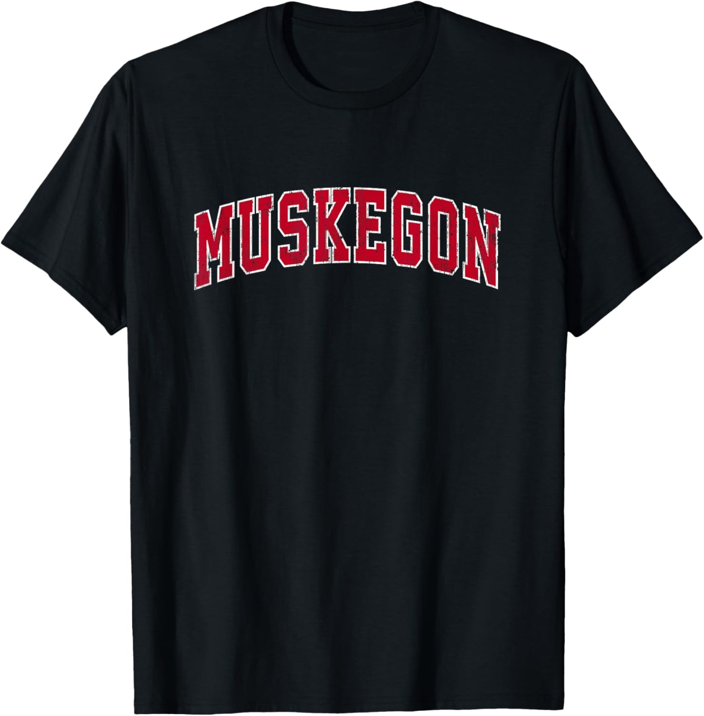 Muskegon Michigan MI Vintage Sports Design Red Design T-Shirt - T-Shirt | Black