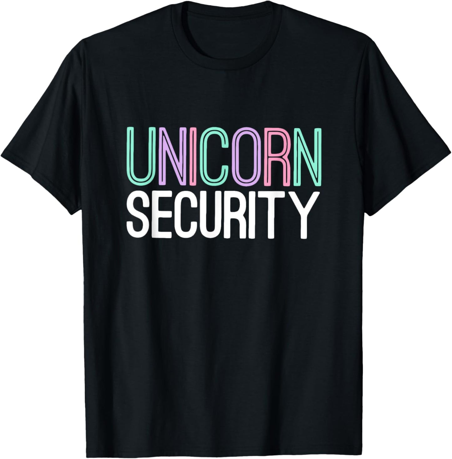 Unicorn Security Dad Mom Sis Brother Halloween Costume Gift T-Shirt - T-Shirt | Black