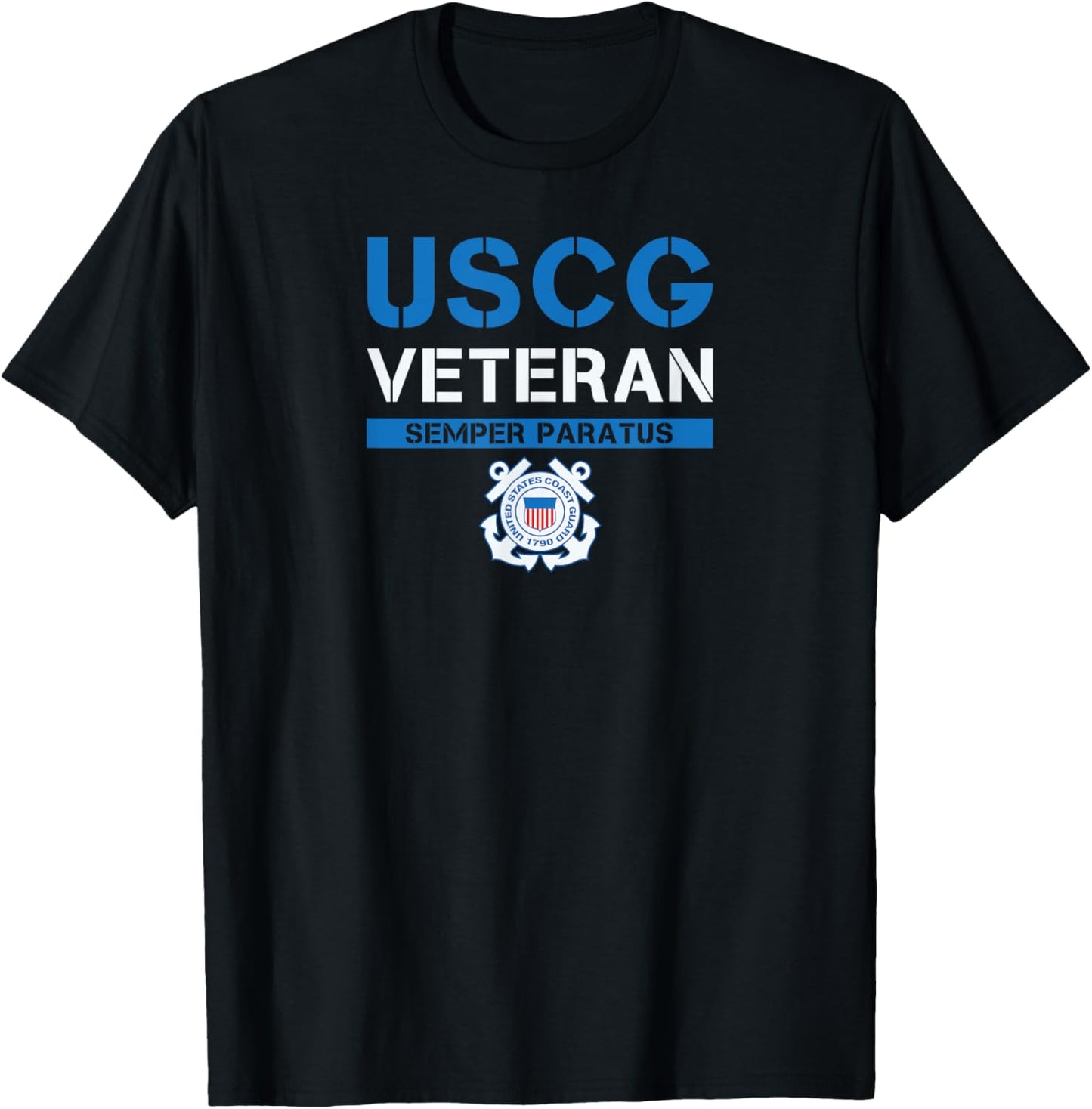 Uscg Veteran Semper Paratus T-Shirt - T-Shirt | Black
