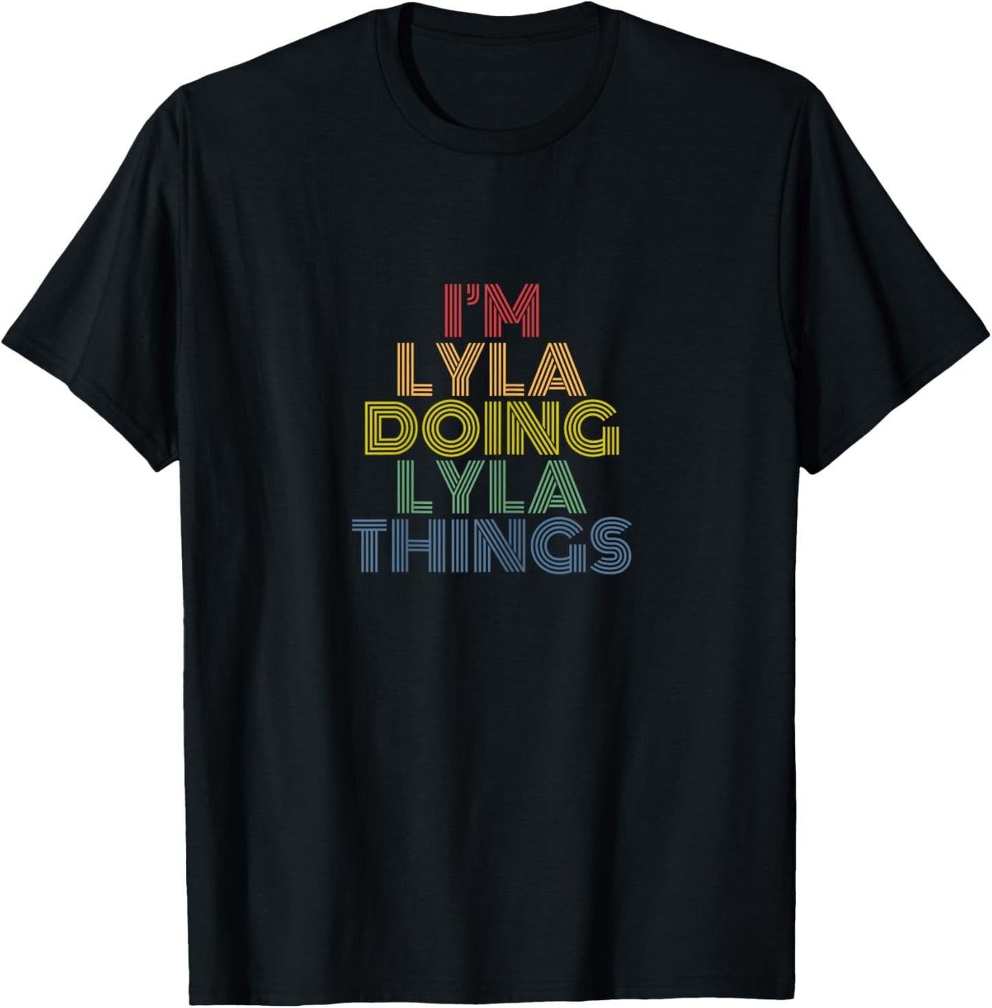 Lyla Personalized Name Women's Retro Classic Fit X-Small Black Short Sleeve T-Shirt - T-Shirt | Black