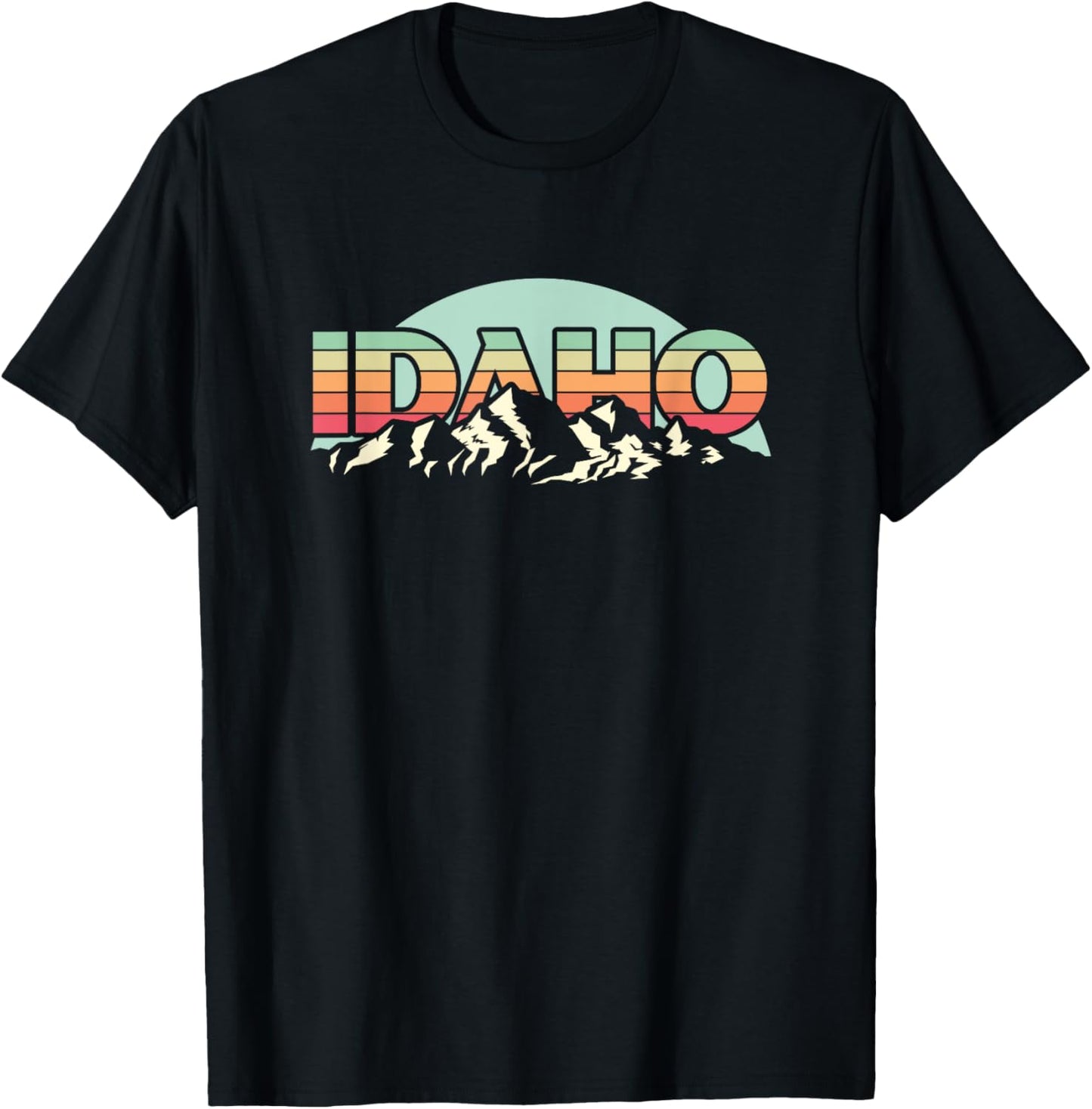 American State Idaho - Vintage Mountain Nature Hiking T-Shirt - T-Shirt | Black