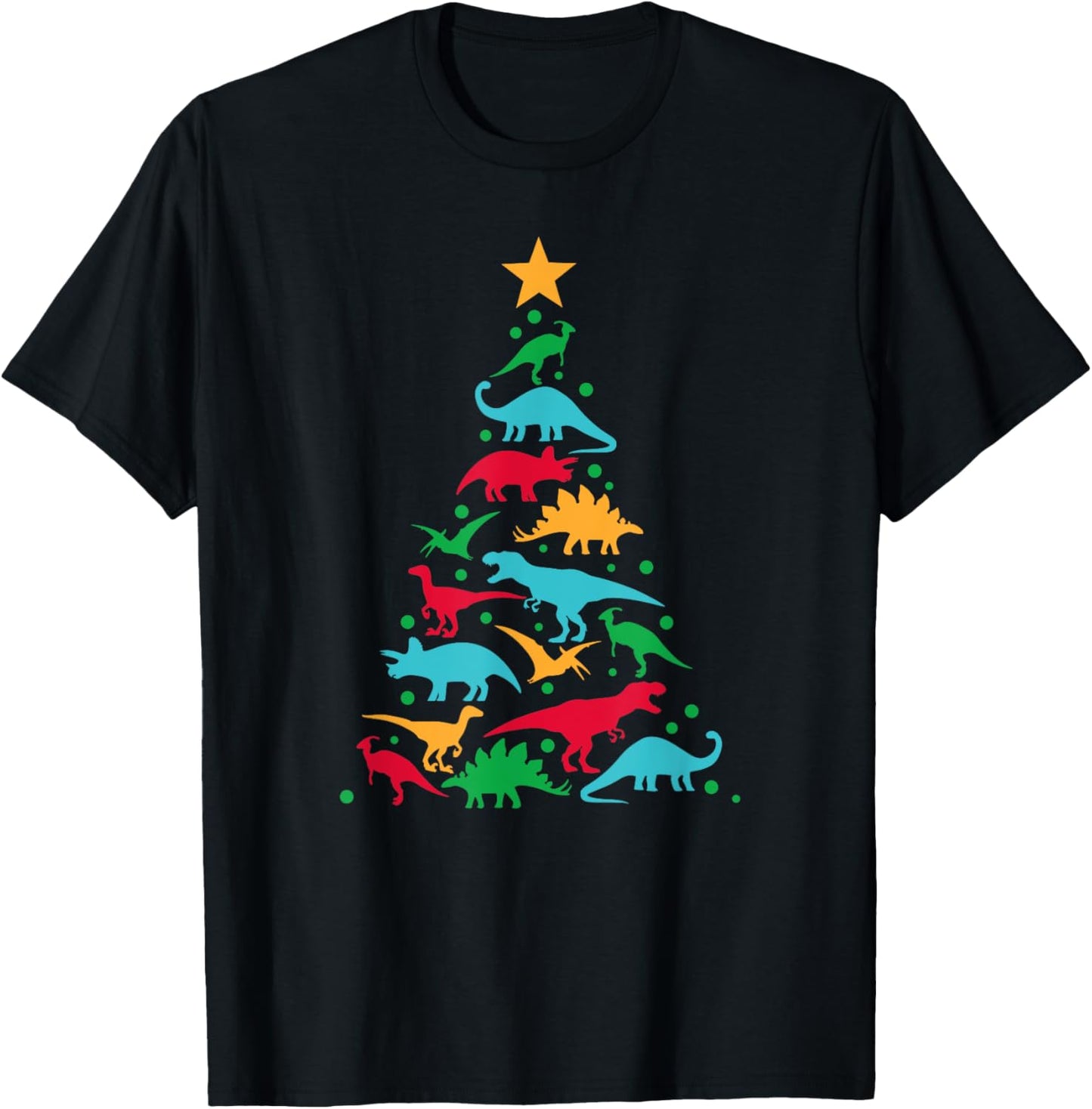 Tree Rex Dinosaur Dino Tree Christmas Tree Funny T-Shirt - T-Shirt | Black
