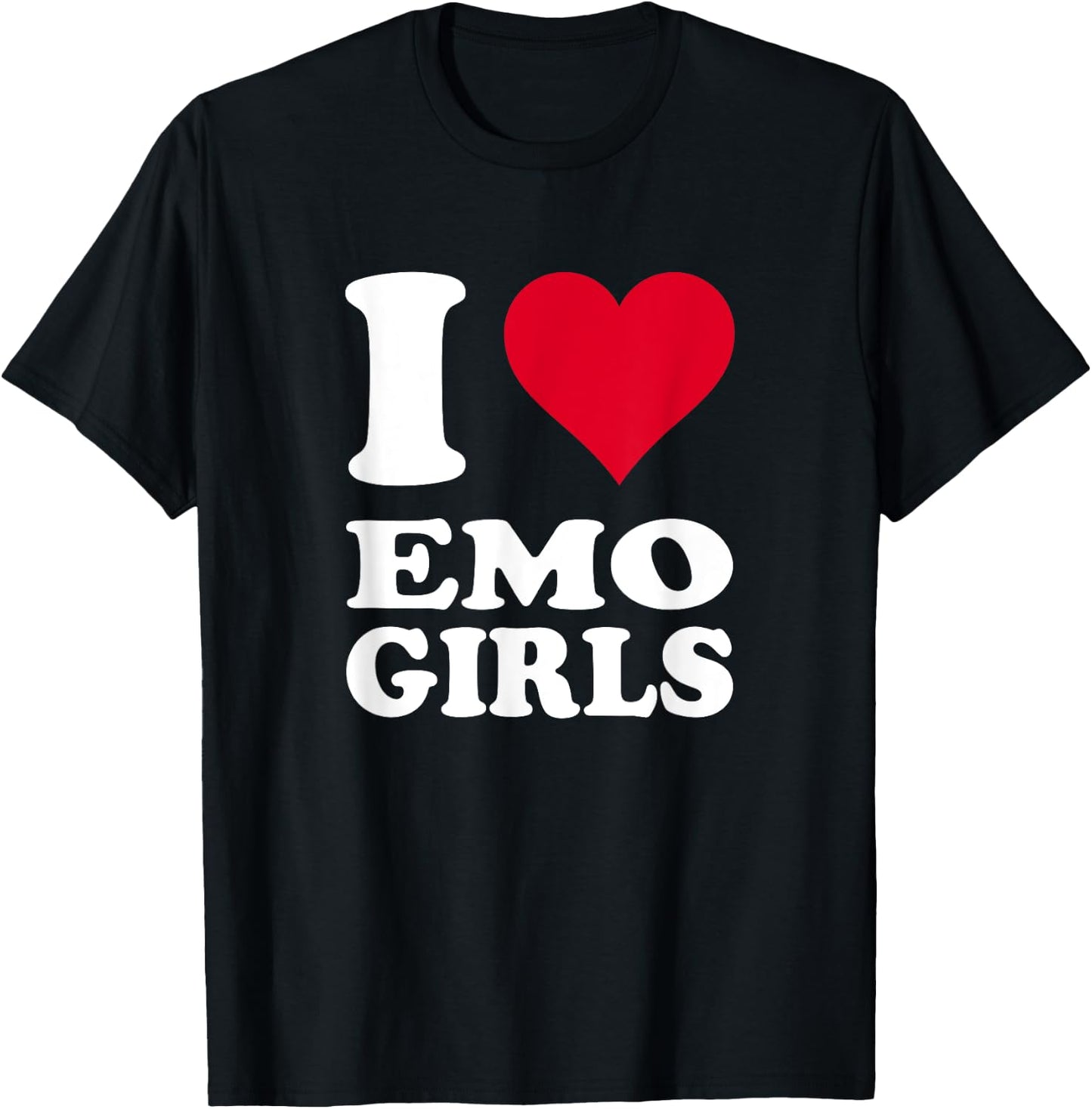 Red Heart I Love Emo Girls T-Shirt - T-Shirt | Black