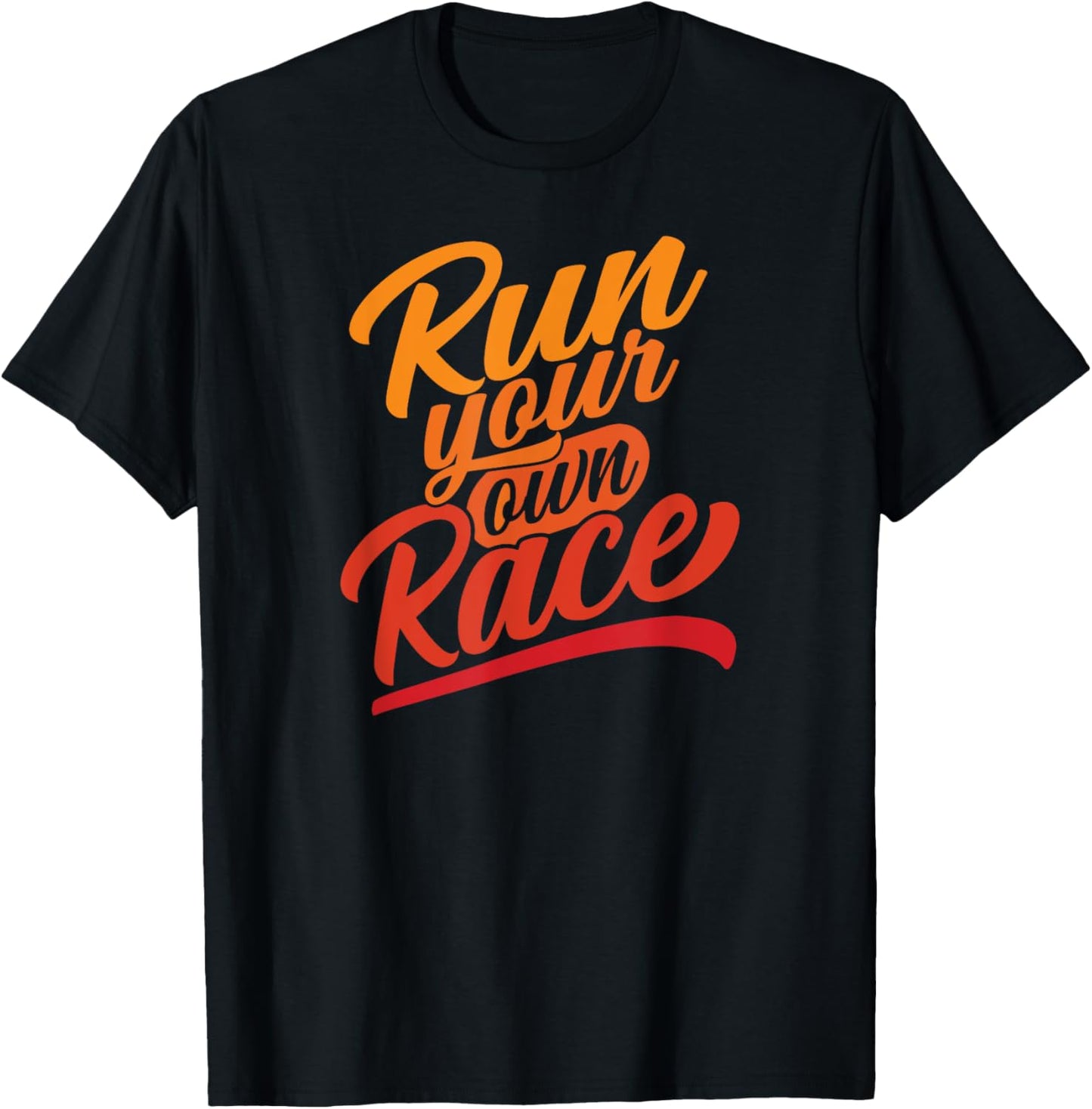 Trails of a Distance Runner -Adults Classic Fit Cotton Polyester Run your own Race Graphic Black Small T-Shirt - T-Shirt | Black