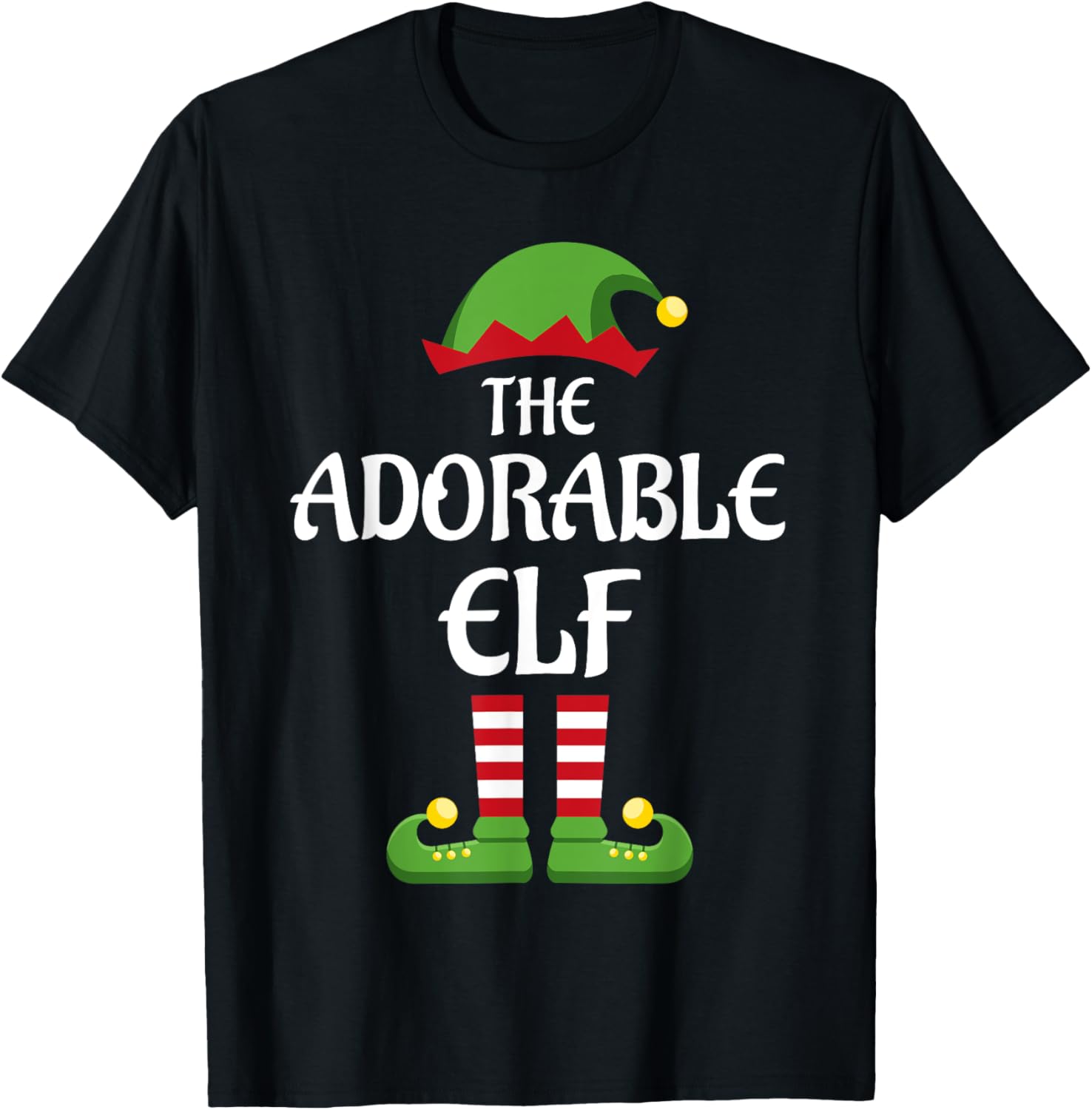 Adorable Elf Family Matching Group Christmas Cute T-Shirt - T-Shirt | Black
