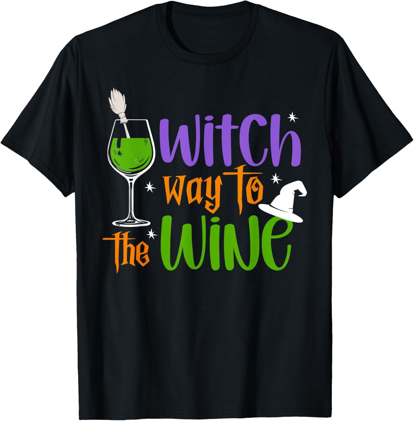 Witch Way to the Wine Funny Drinking Lover Halloween Costume T-Shirt - T-Shirt | Black