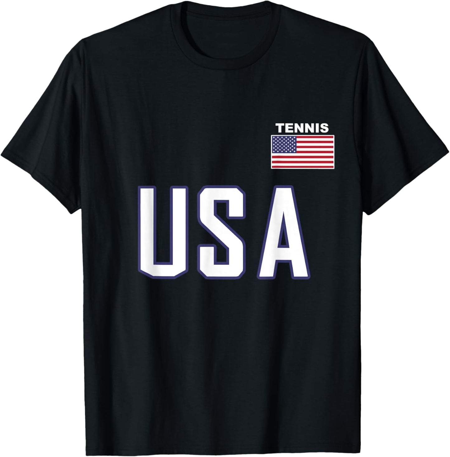 USA Flag Tennis Team Cool Player Equipment Men Women T-Shirt - T-Shirt | Black