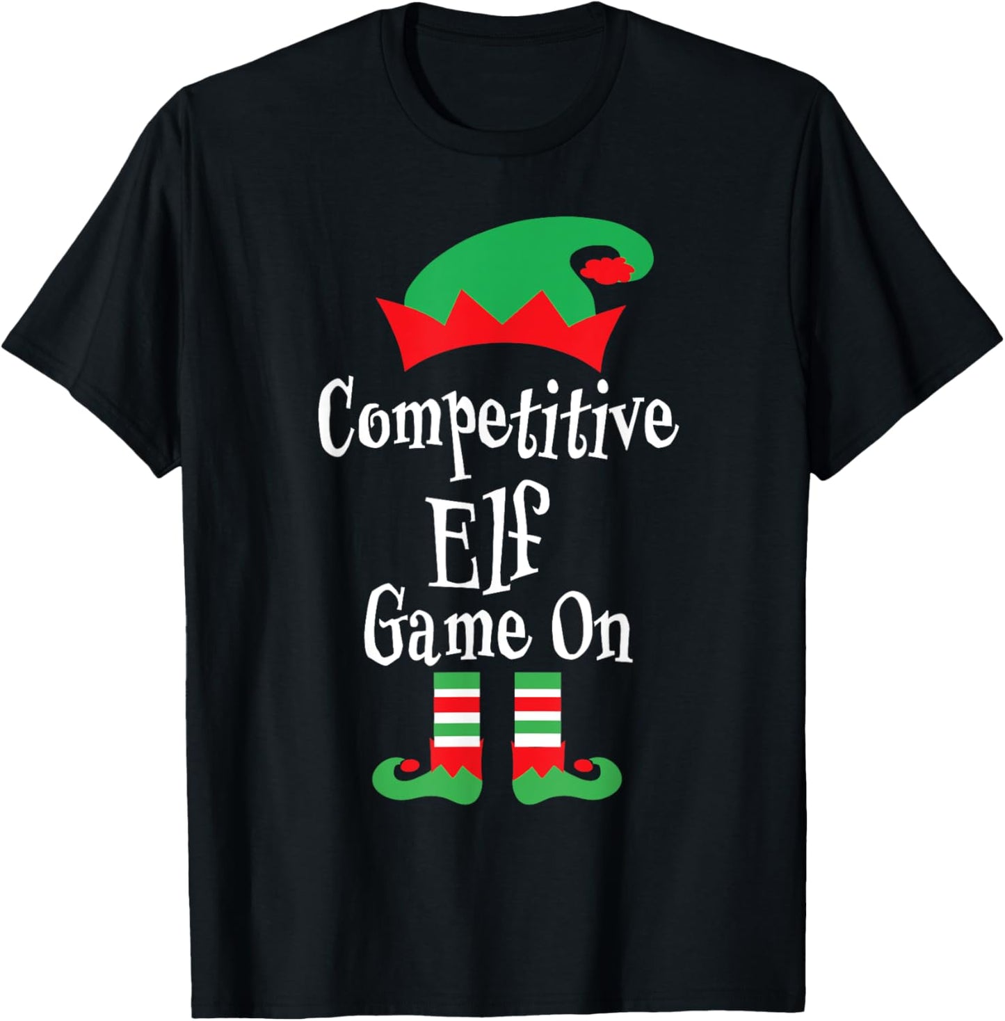 Fun Competitive Elf Game On Christmas Family Matching Group T-Shirt - T-Shirt | Black