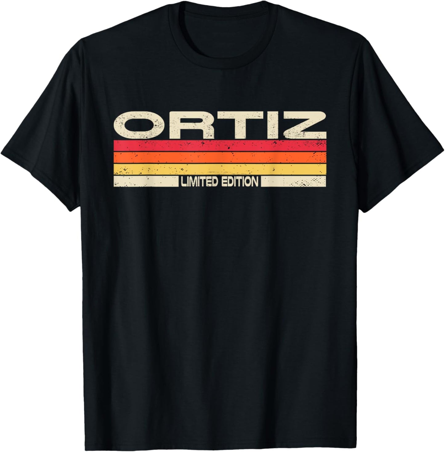Ortiz Surname Birthday Family Reunion 80s 90s Sunset T-Shirt - T-Shirt | Black